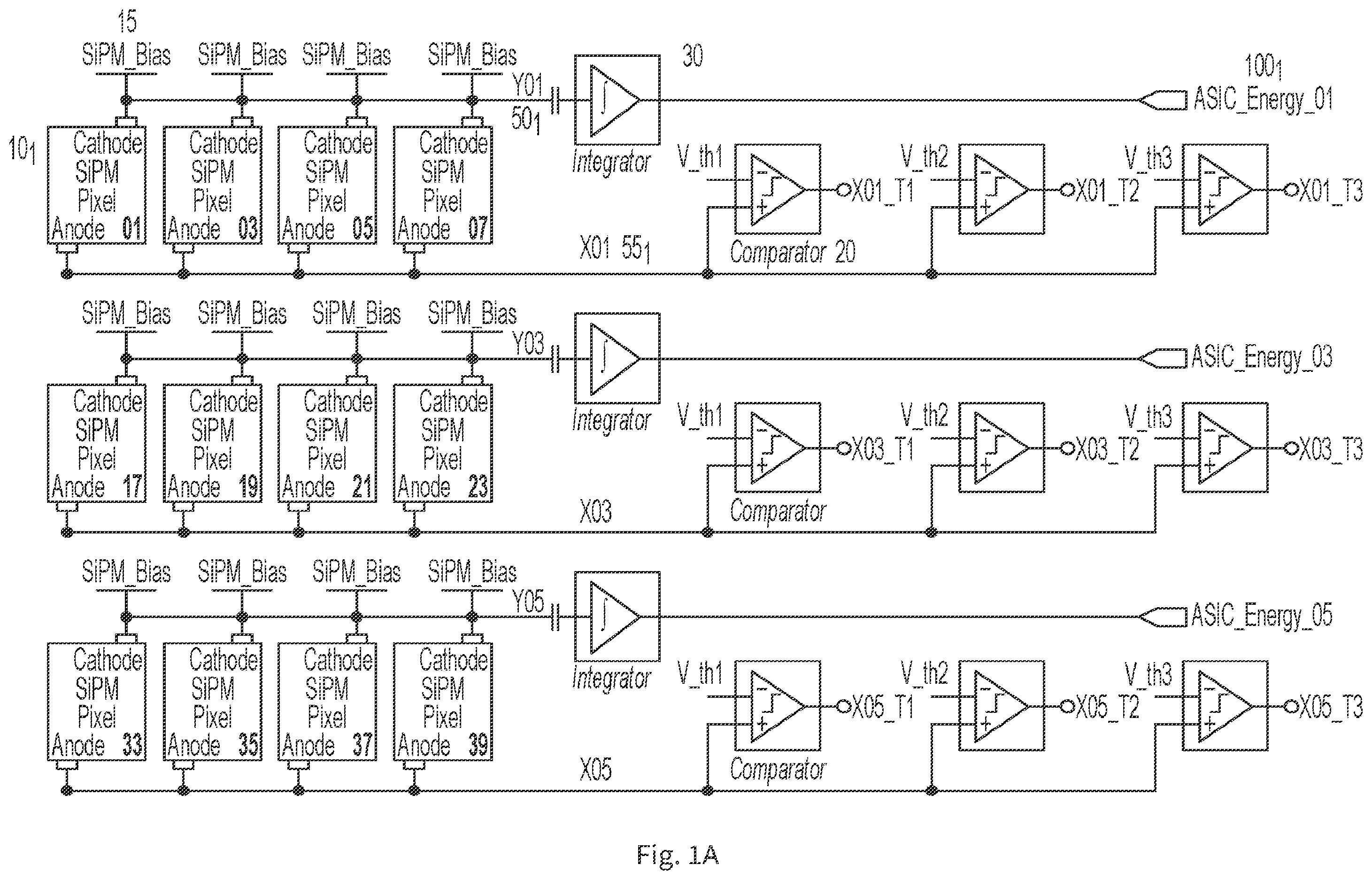 Patent US12360262 Figure 1 – System and method for power-efficient multiplexing for high resolution time-of-flight positron emission tomography modules with intercrystal light sharing
