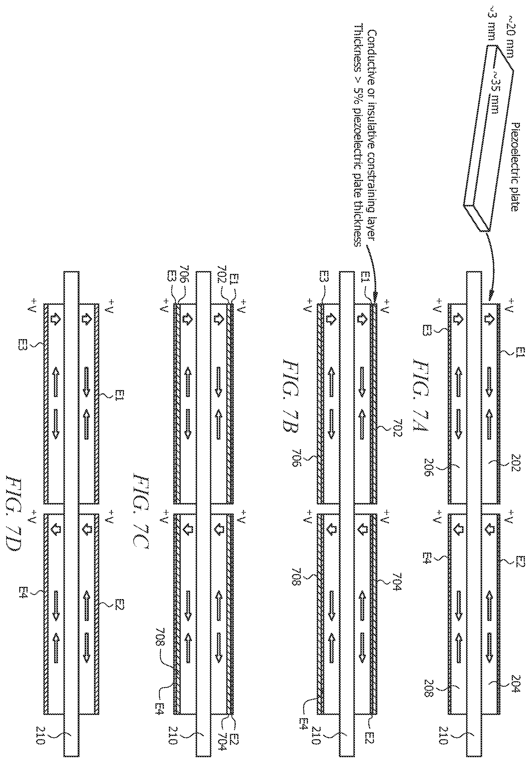 Patent US12360266 Figure 7 – Acoustic transducer with piezoelectric elements having different polarities