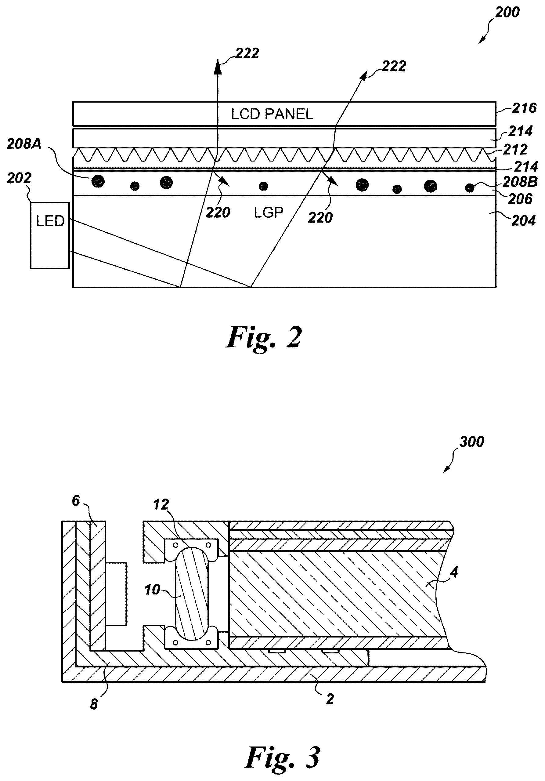 Patent US12360306 Figure 2 – Devices containing a remote phosphor package with red line emitting phosphors and green emitting quantum dots