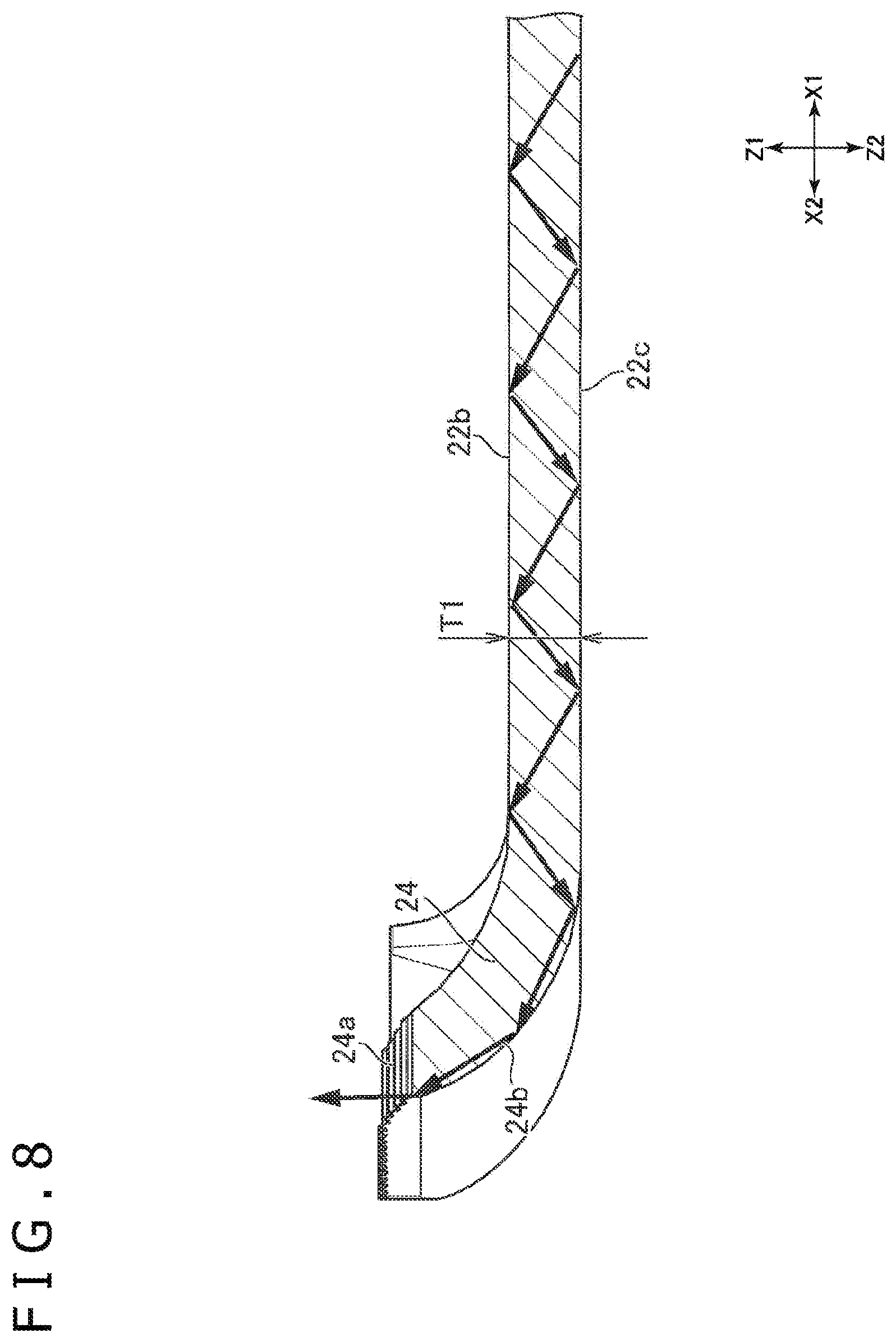 Patent US12360317 Figure 8 – Light guide member and electronic equipment