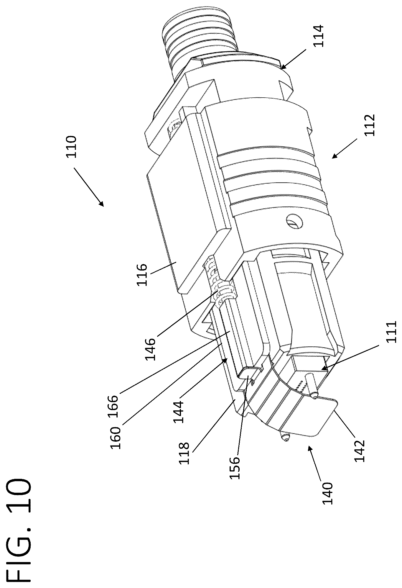 Patent US12360320 Figure 10 – Fiber optic connector