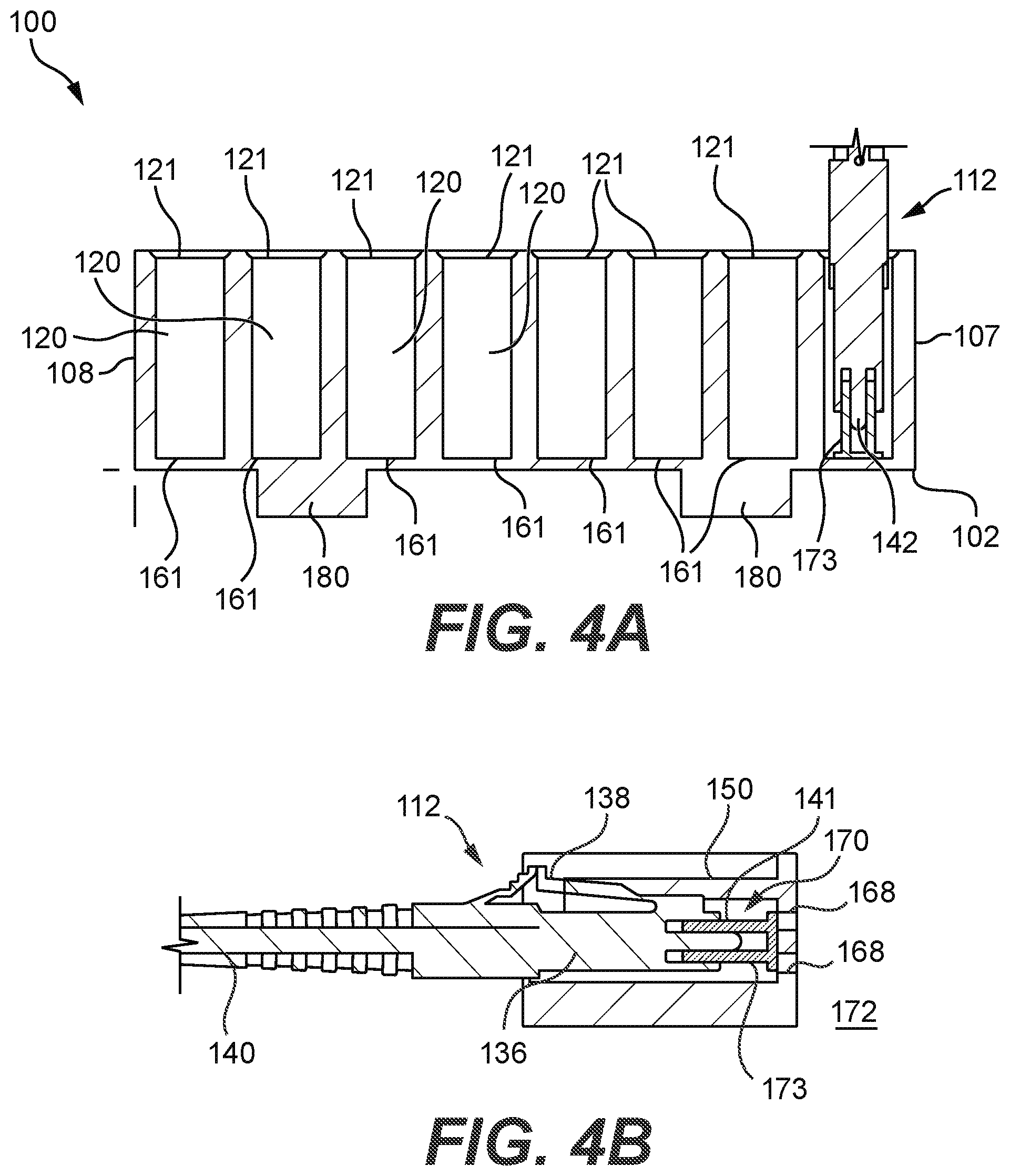 Patent US12360325 Figure 5 – Connector storage for securely holding an unused fiber optic connector while minimizing the contact area between the connector storage and the connector