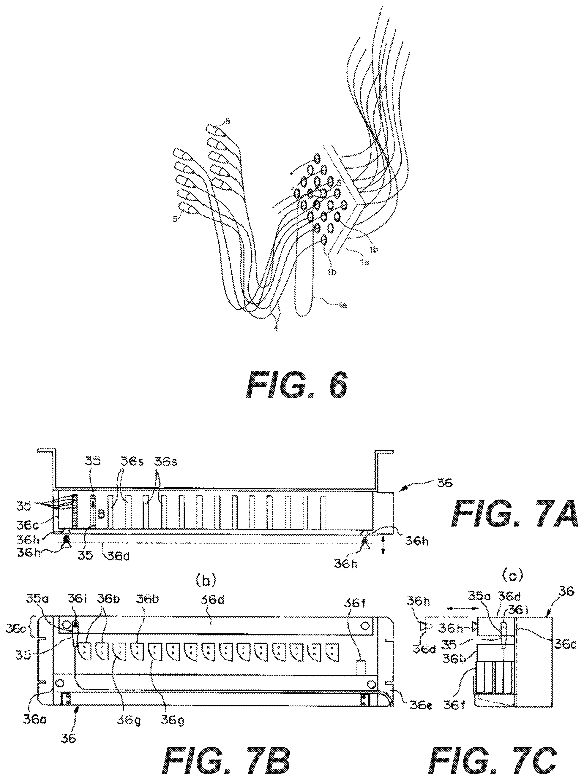 Patent US12360325 Figure 7 – Connector storage for securely holding an unused fiber optic connector while minimizing the contact area between the connector storage and the connector