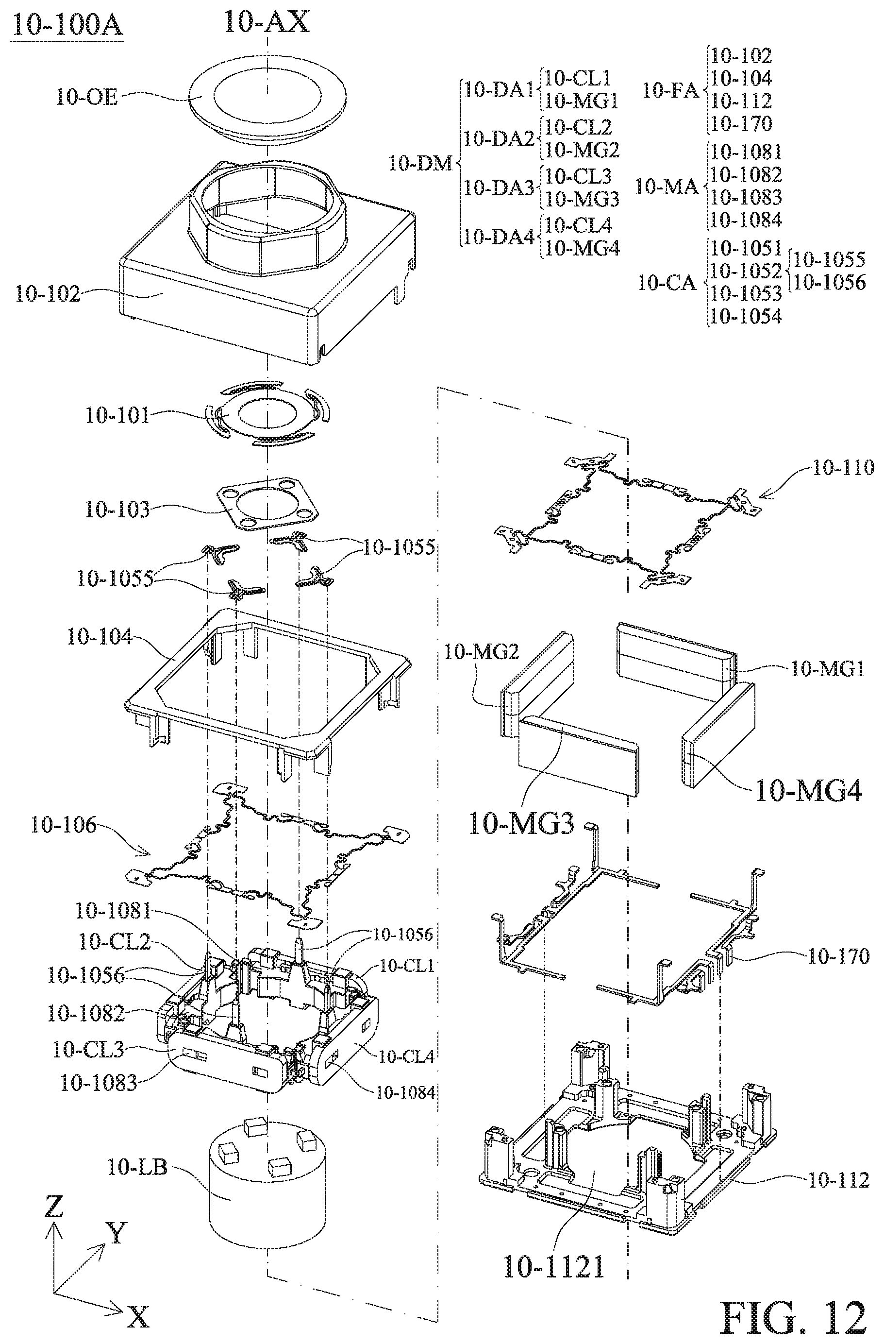 Patent US12360329 Figure 12 – Optical system