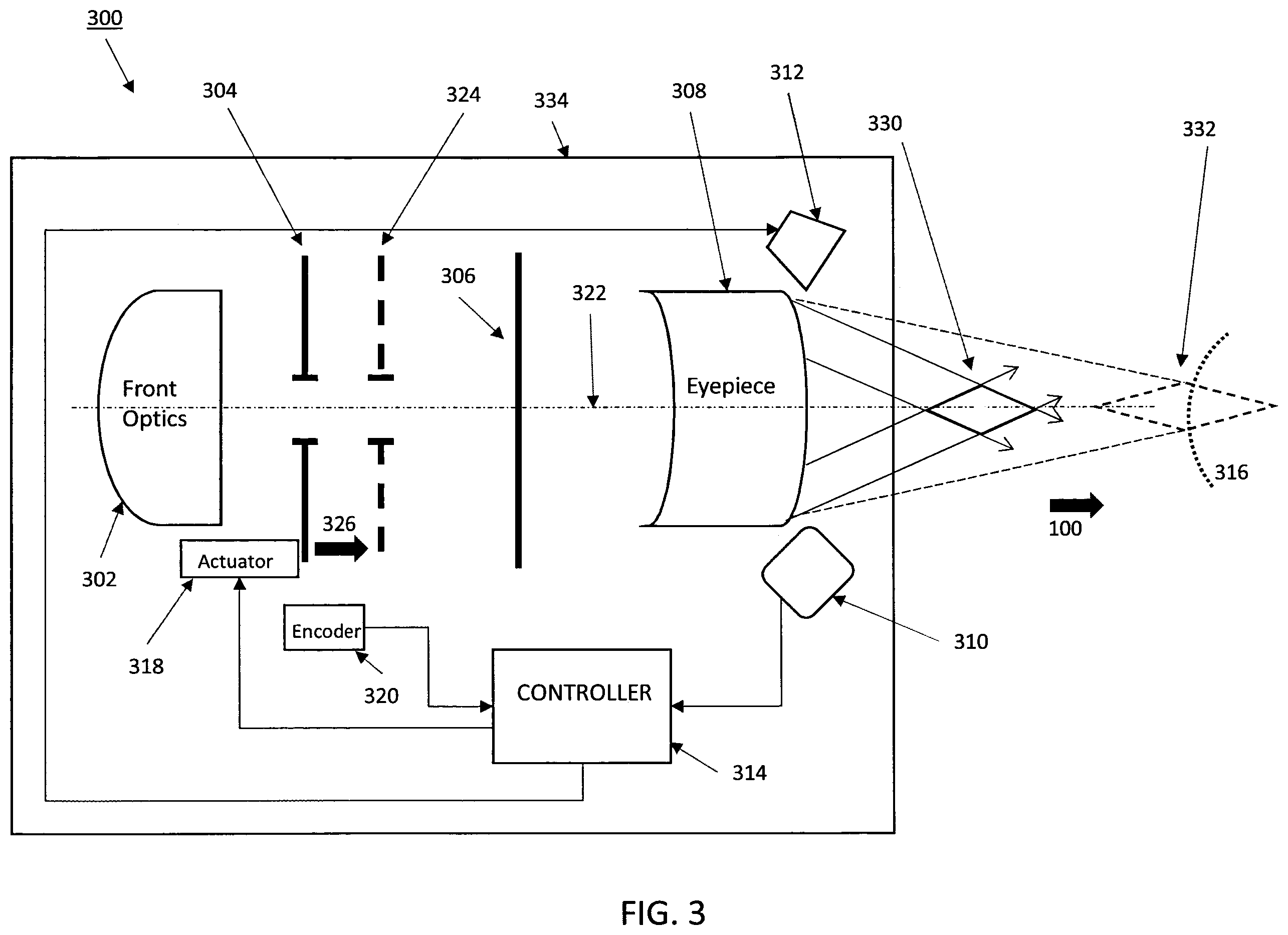 Patent US12360354 Figure 4 – Optical sighting devices and methods for automatically adjusting an eyebox