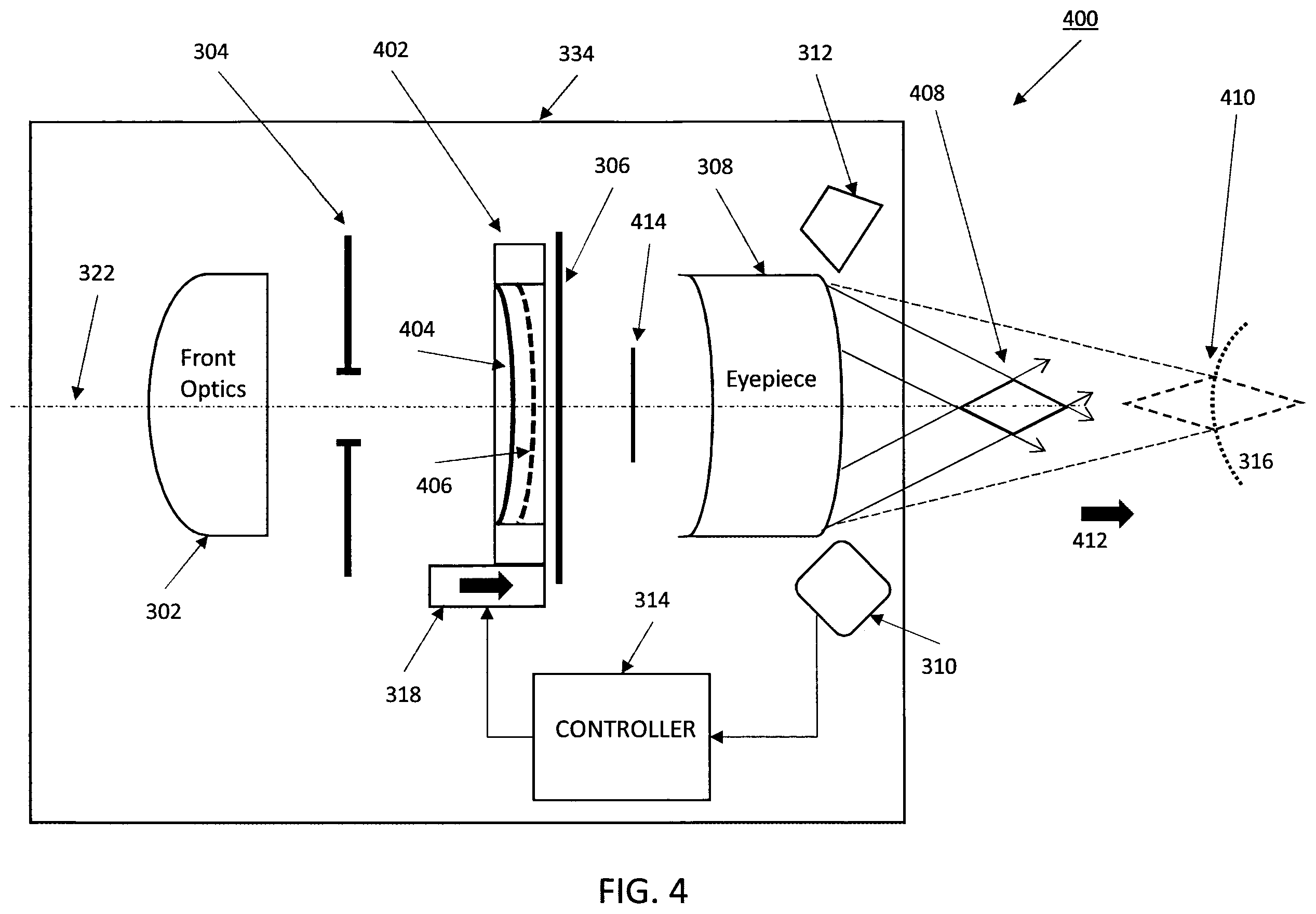 Patent US12360354 Figure 5 – Optical sighting devices and methods for automatically adjusting an eyebox