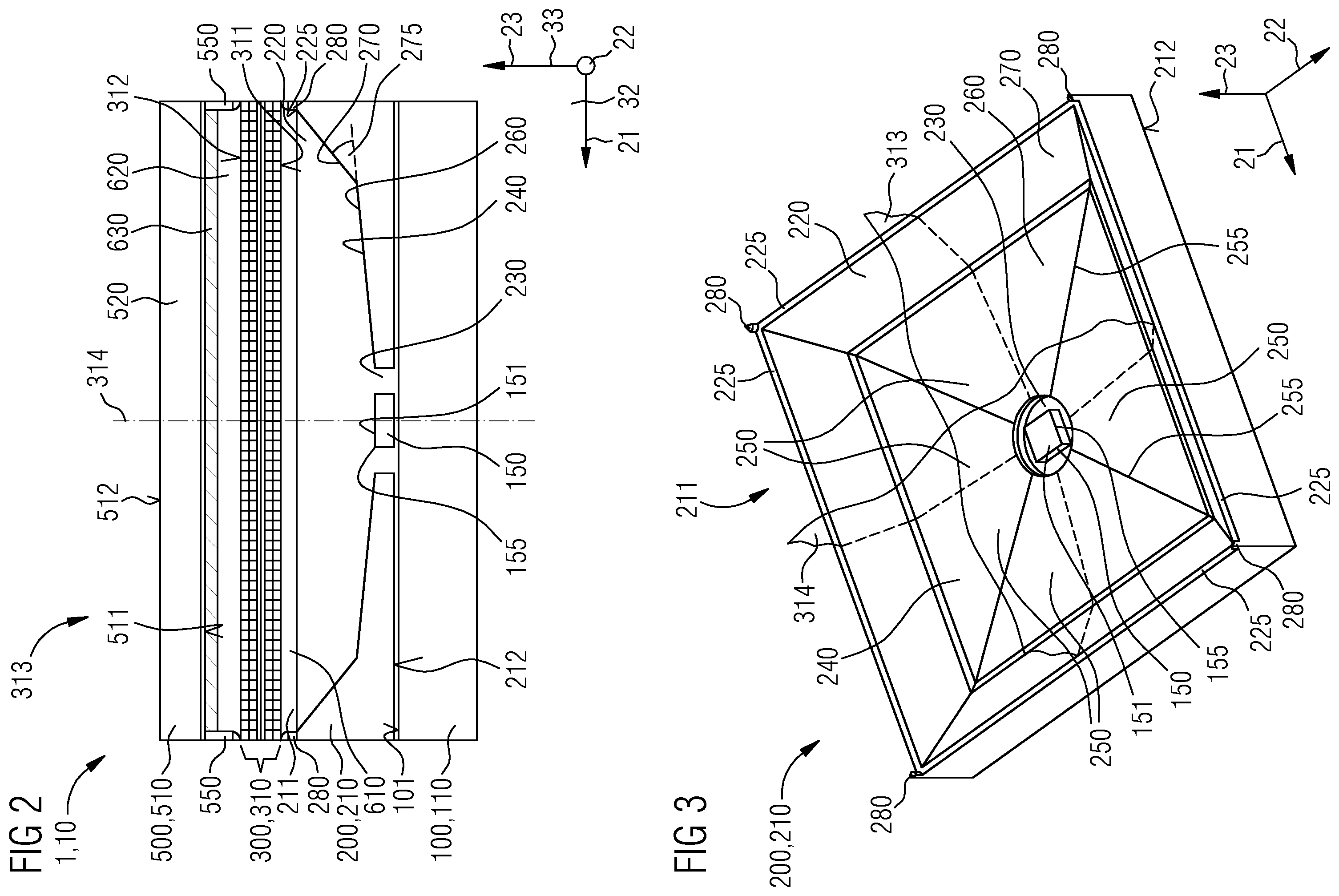 Patent US12360419 Figure 2 – Backlighting unit with a reflector, a diffuser, and an optical assembly