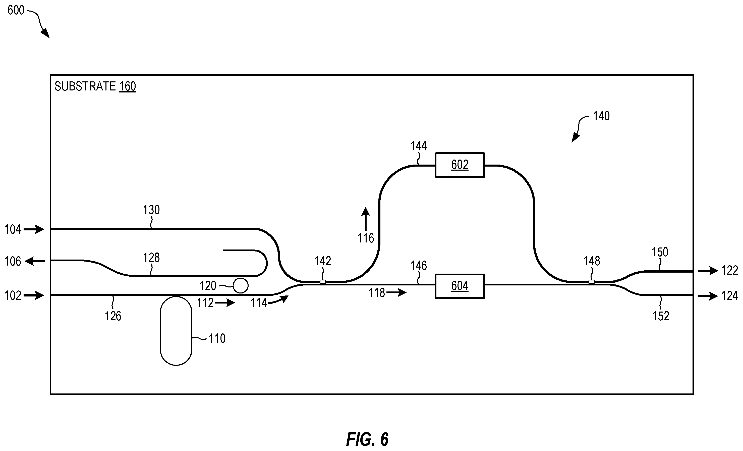 Patent US12360431 Figure 6 – Photonic integrated circuit with squeezed and entangled light generation, and associated methods