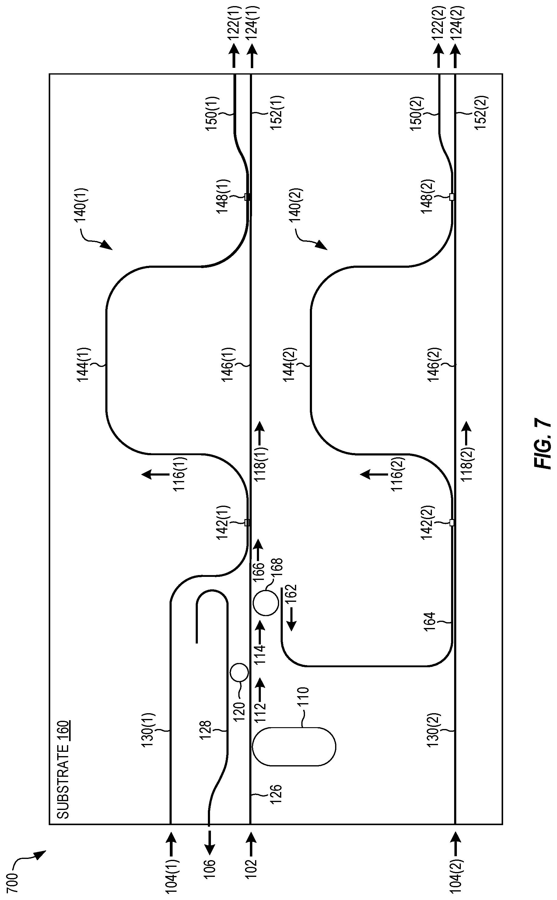 Patent US12360431 Figure 7 – Photonic integrated circuit with squeezed and entangled light generation, and associated methods