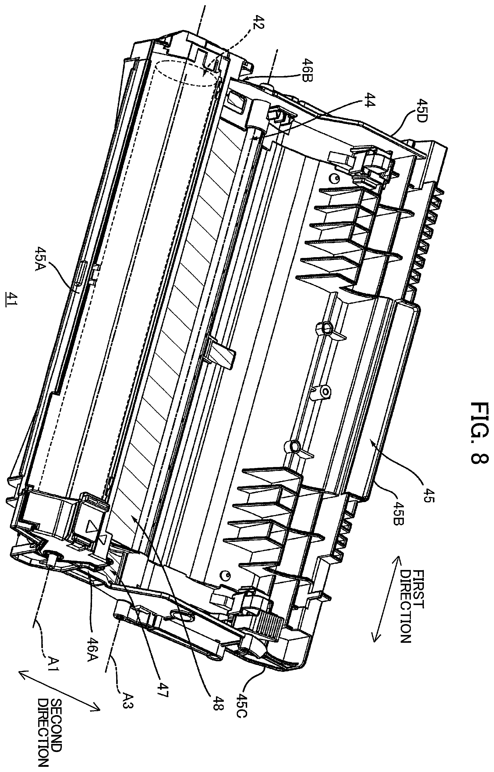 Patent US12360491 Figure 8 – Drum cartridge and developing cartridge capable of suppressing variation in position of electrical contact surface
