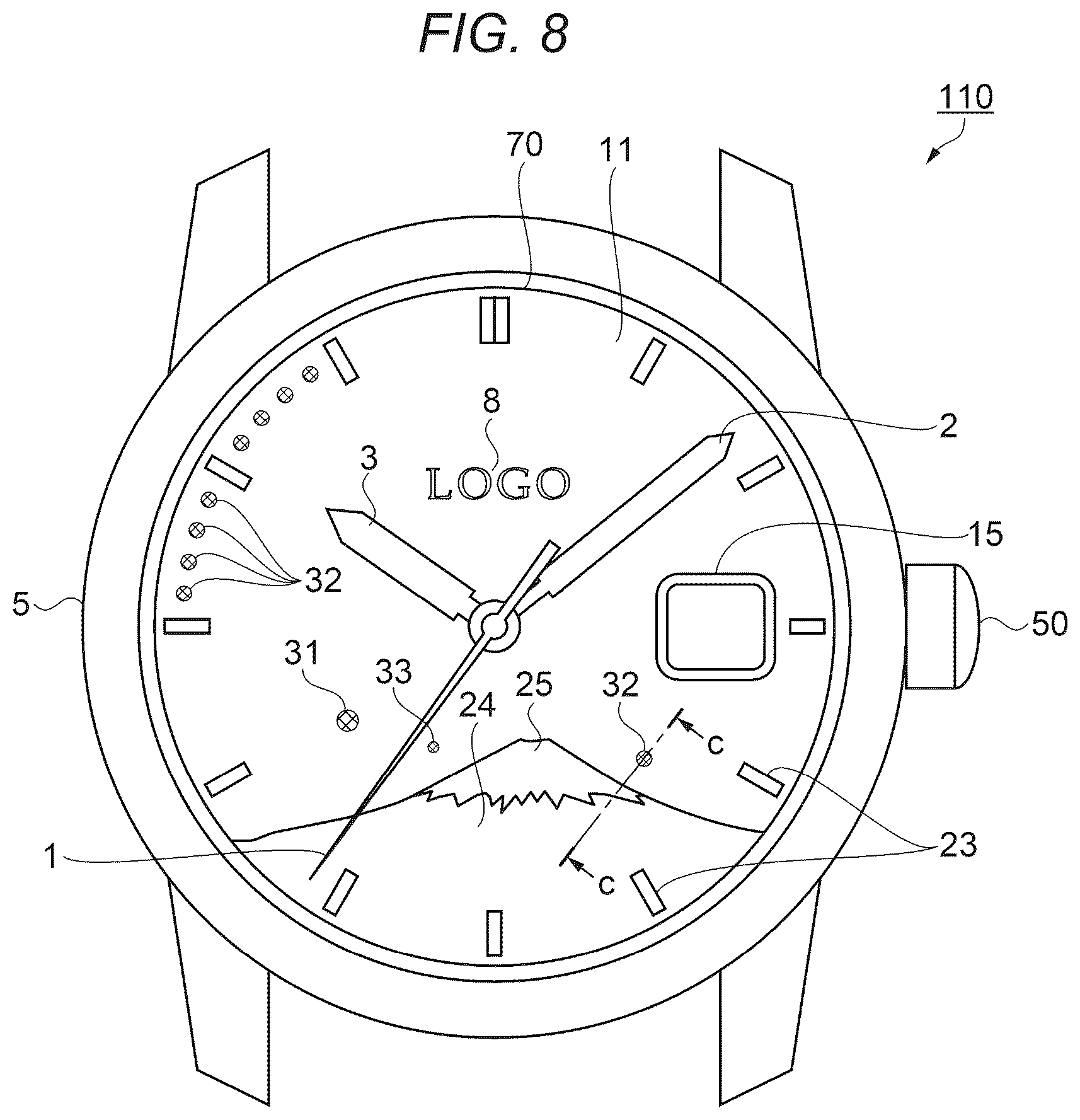 Patent US12360495 Figure 7 – Timepiece dial, timepiece, and method for manufacturing timepiece dial