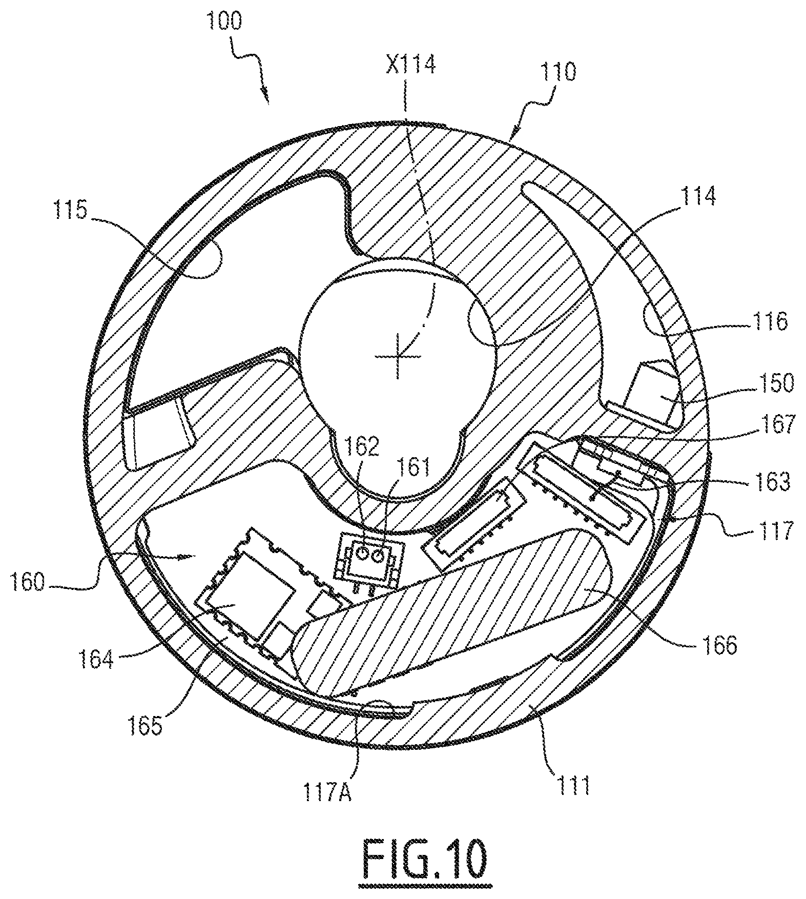 Patent US12360539 Figure 10 – Instrumented device for a mixing valve, as well as a mixing valve comprising such an instrumented device