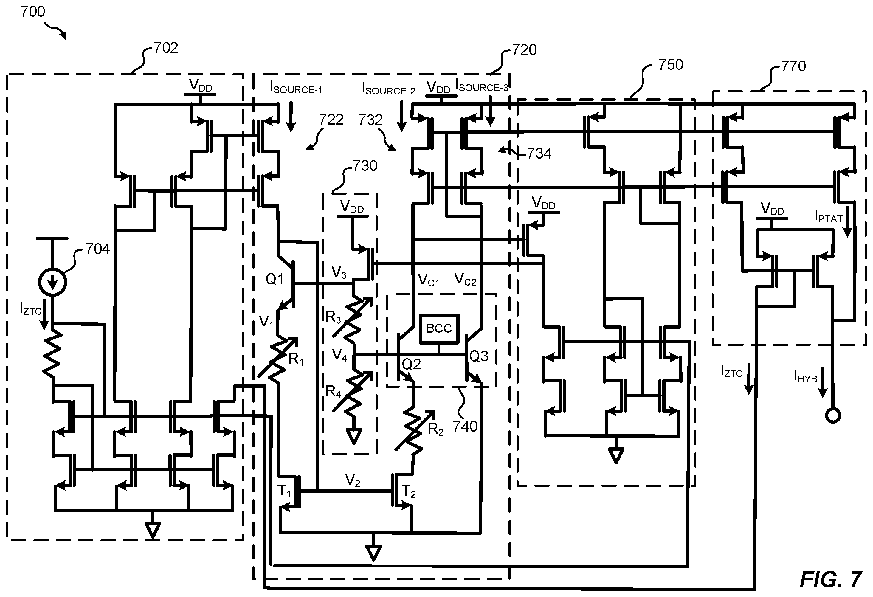 Patent US12360542 Figure 7 – Bias current with hybrid temperature profile