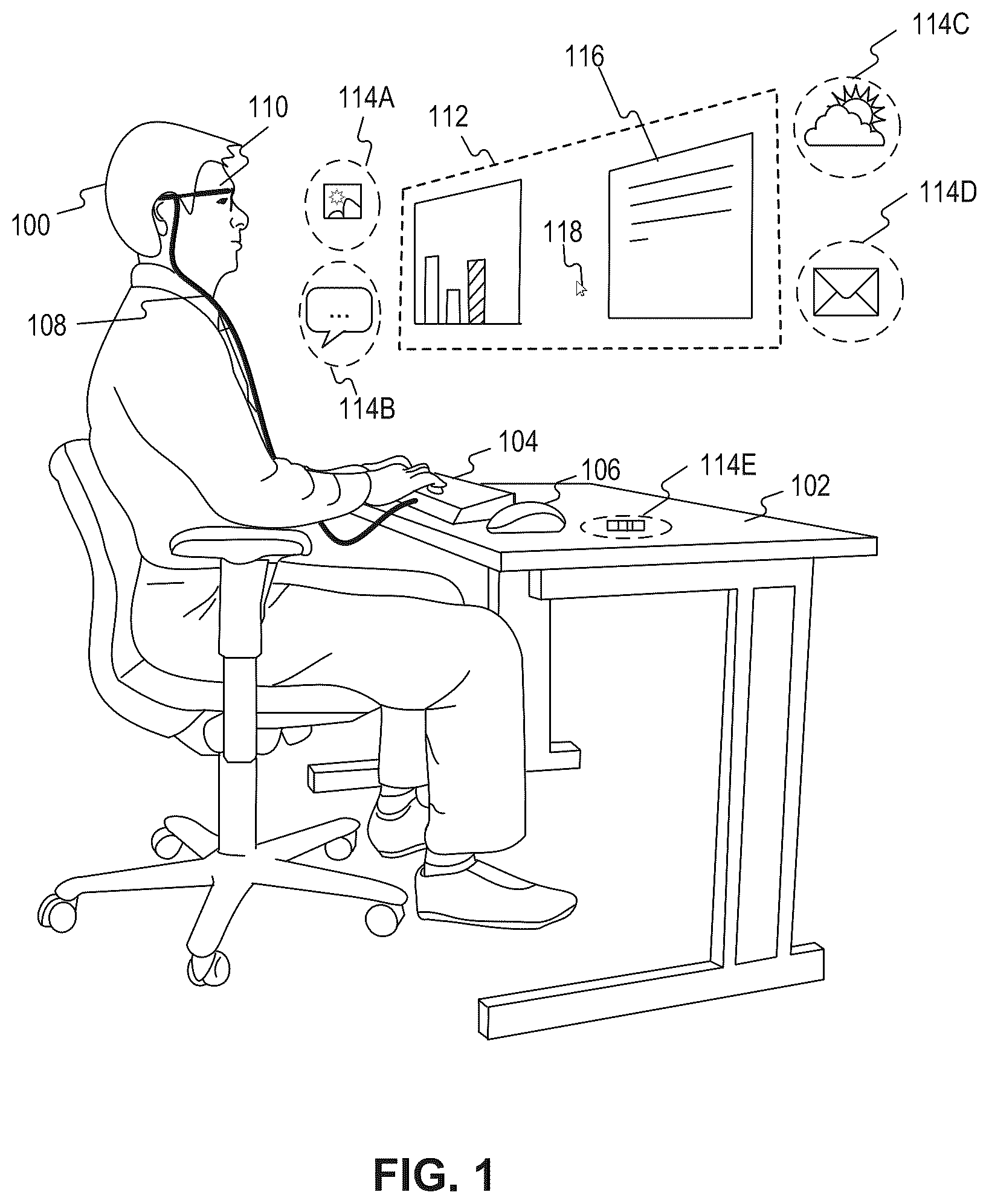 Patent US12360558 Figure 1 – Altering display of virtual content based on mobility status change