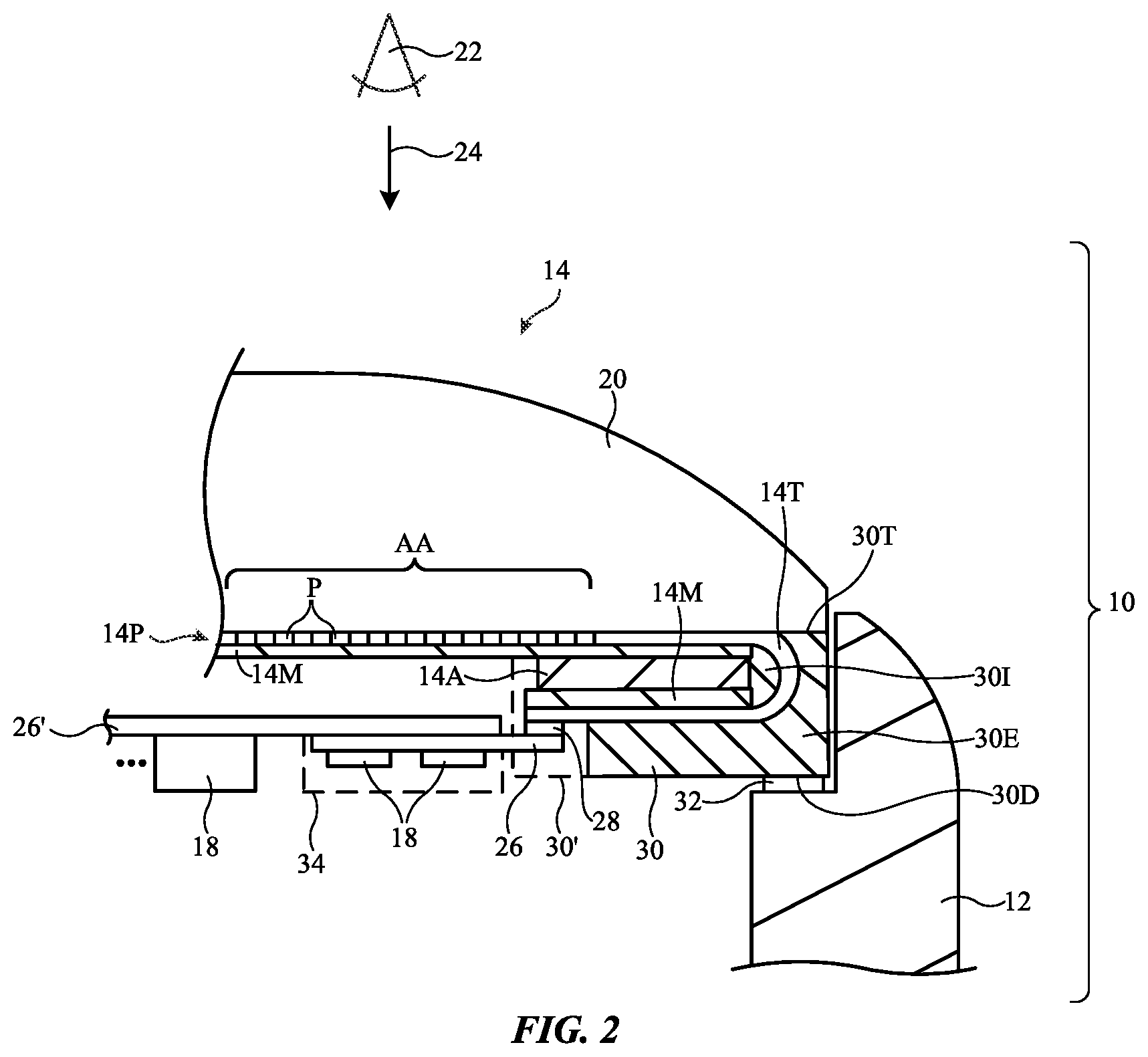 Patent US12360567 Figure 2 – Electronic devices with molded display mounting structures