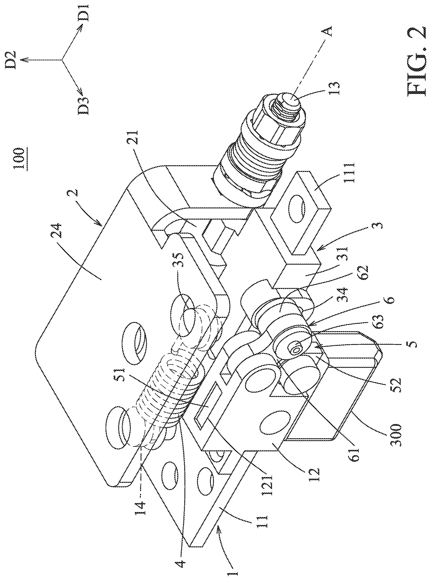 Patent US12360576 Figure 2 – Rotating shaft device