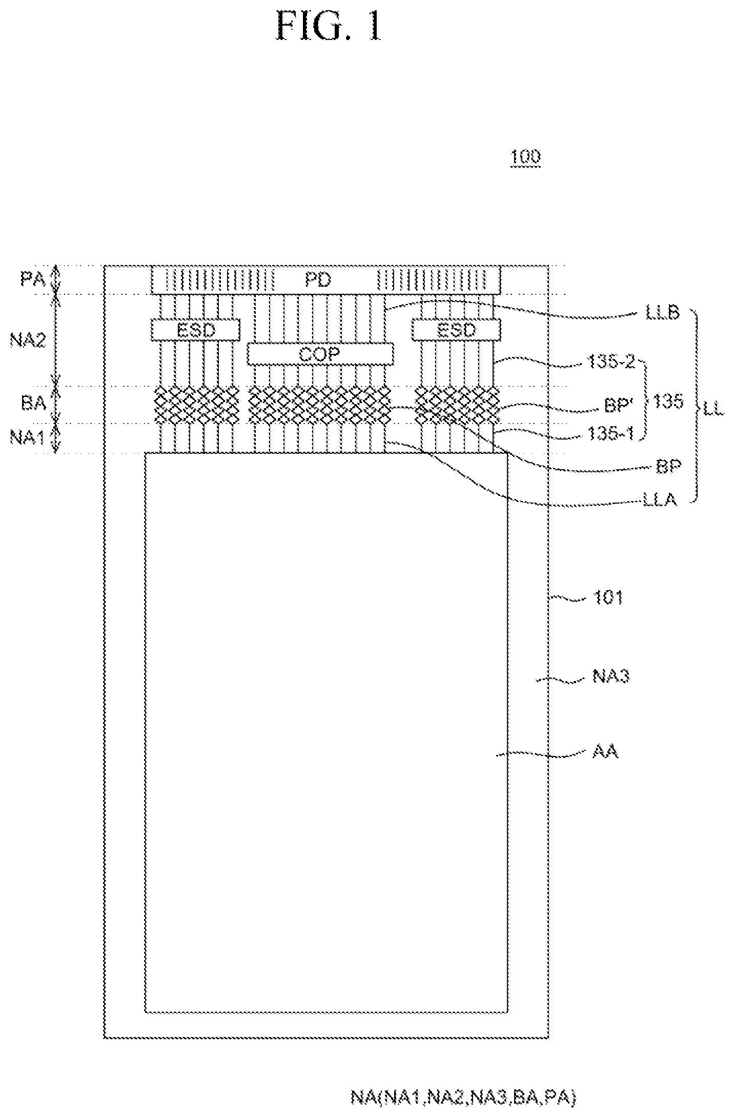 Patent US12360622 Figure 1 – Display device