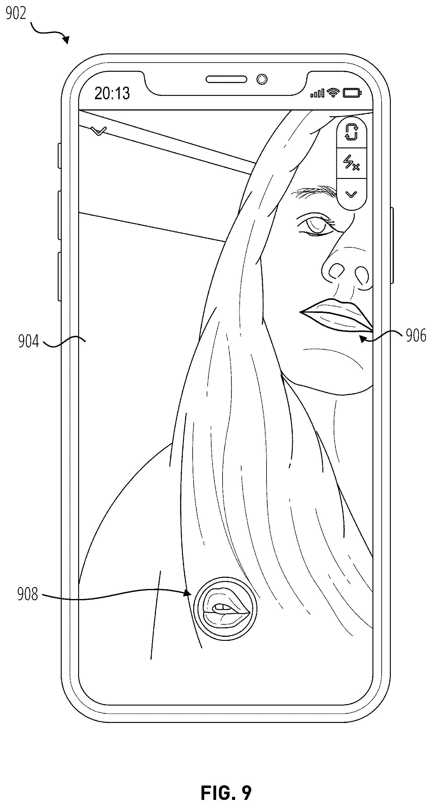 Patent US12360649 Figure 8 – Context cards for media supplementation