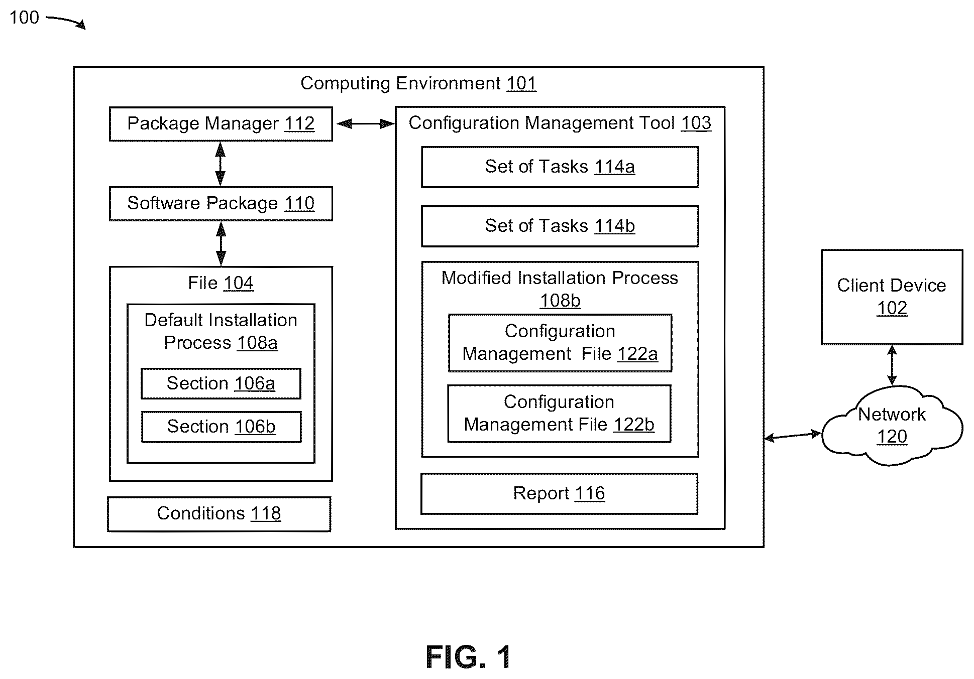 Patent US12360754 Figure 1 – Refining software package installation processes using configuration management files