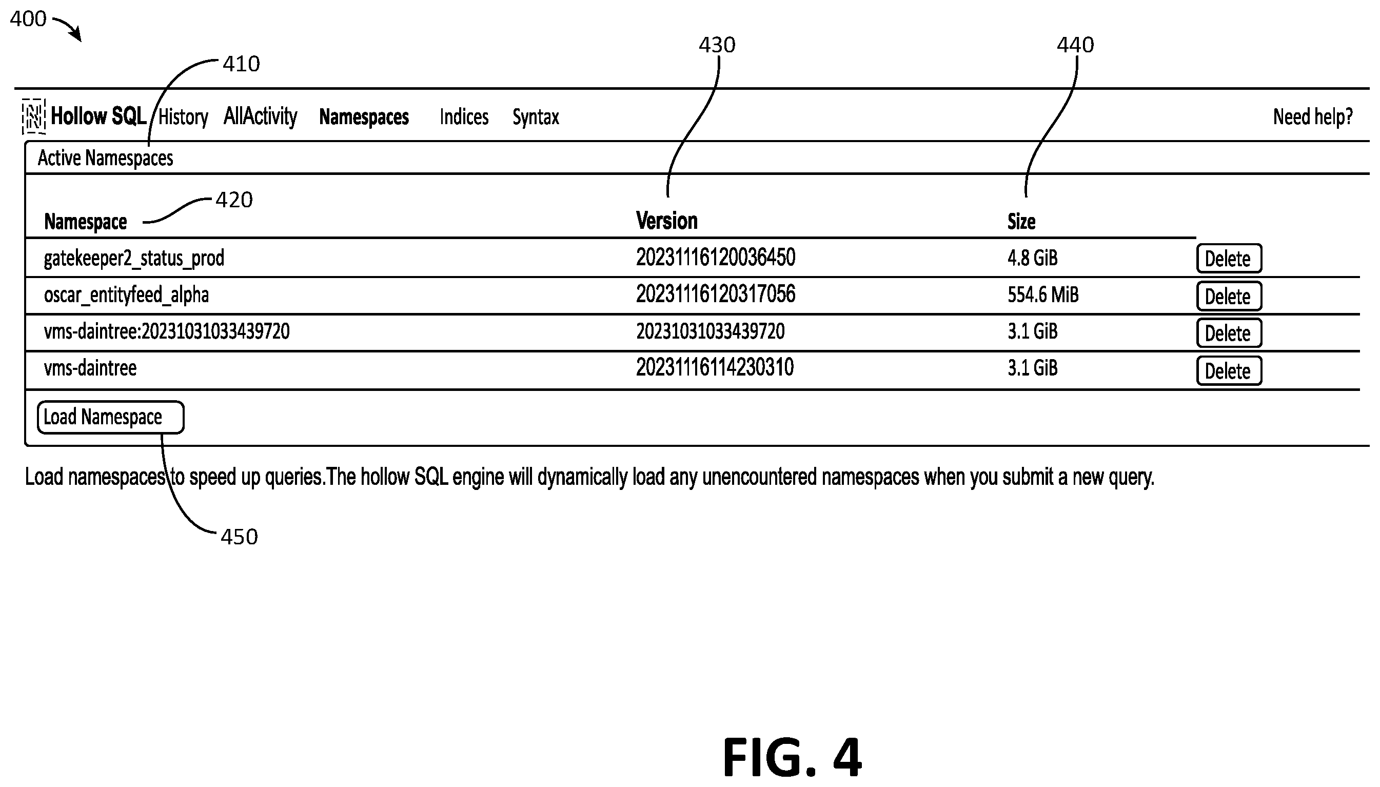 Patent US12360973 Figure 4 – Real-time indexing of in-memory datasets based on structured queries