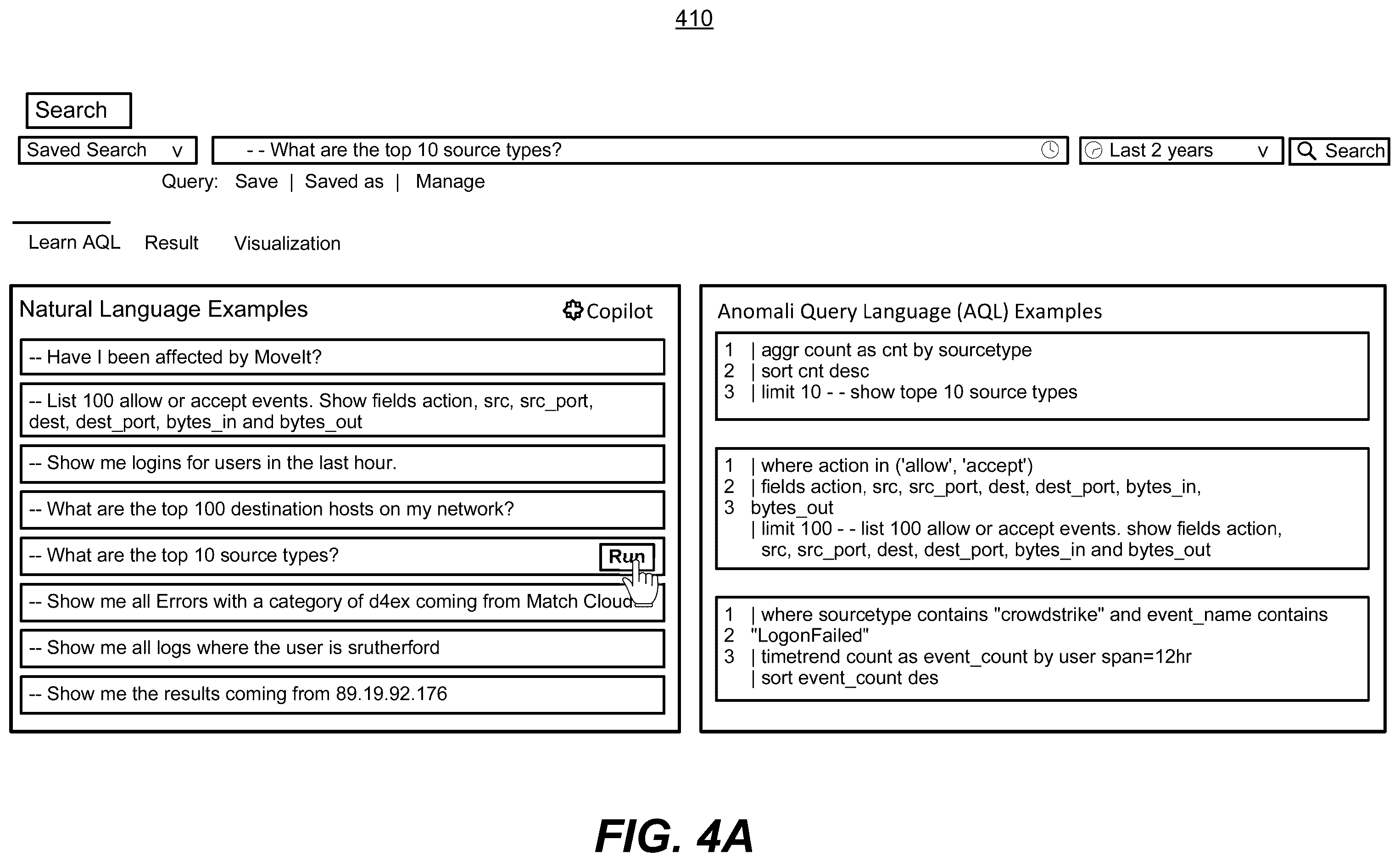 Patent US12360988 Figure 4 – Automatic query language generation for specialized query language based on natural language search