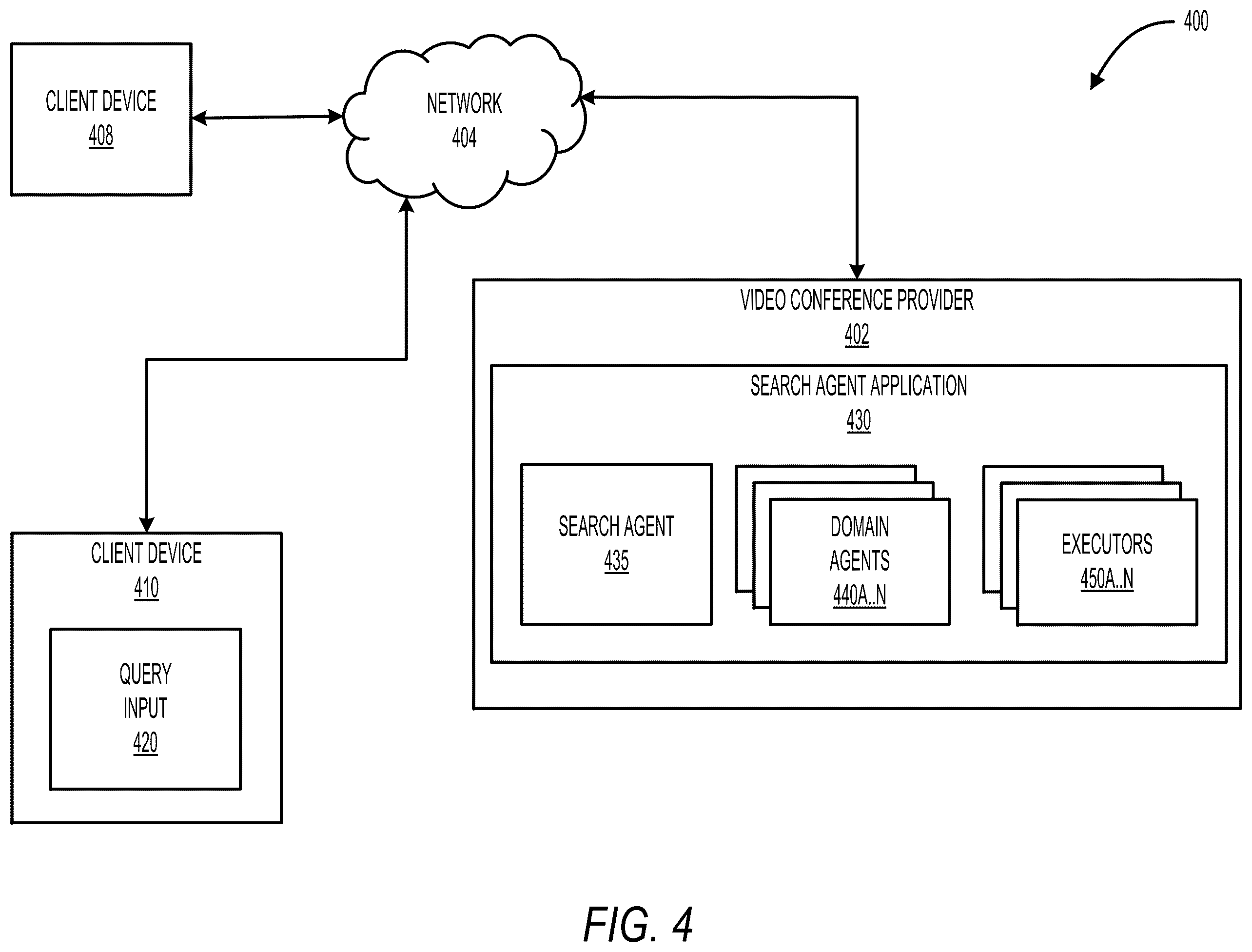 Patent US12361004 Figure 4 – Multi-agent search client