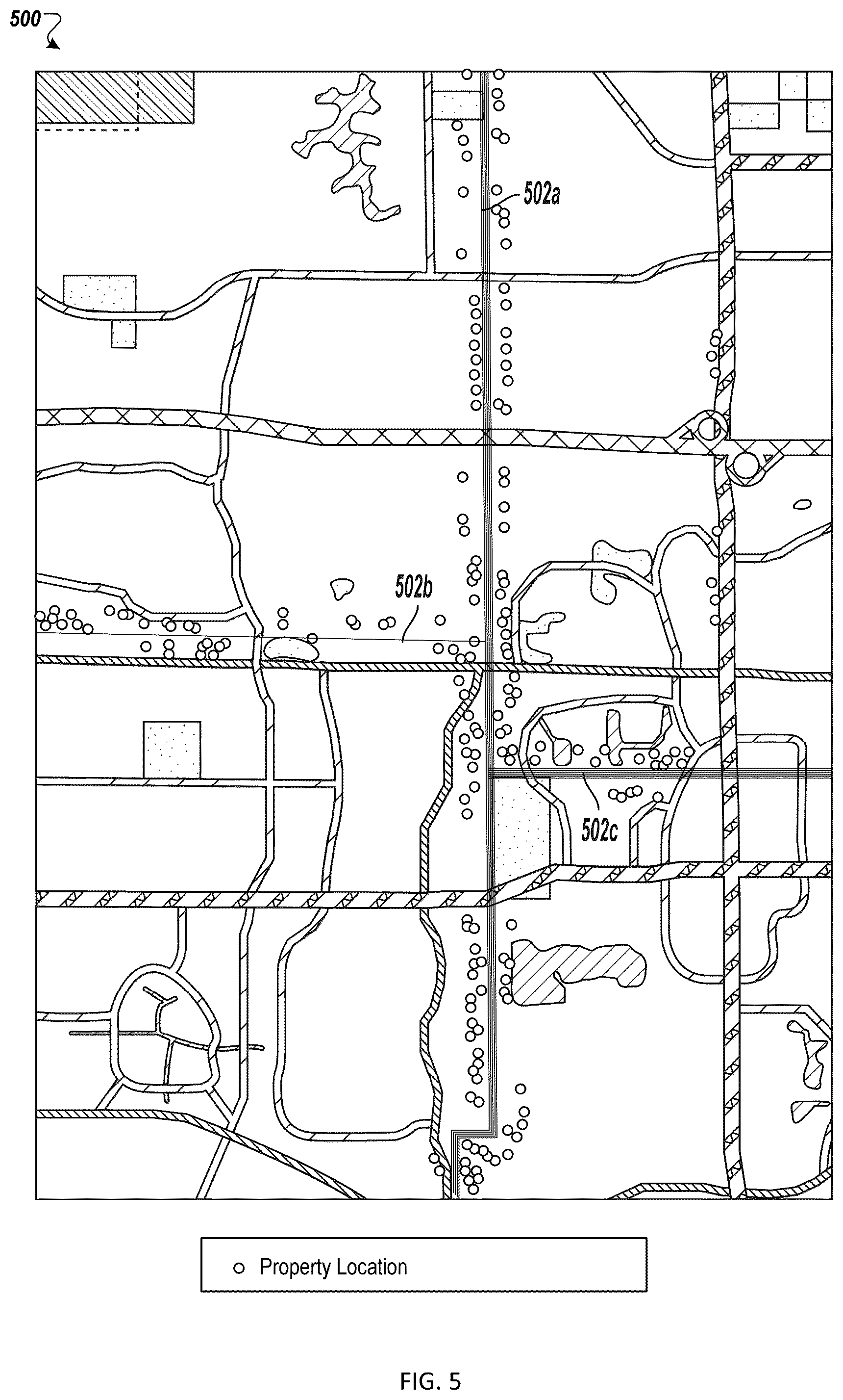 Patent US12361034 Figure 5 – Systems and methods of establishing correlative relationships between geospatial data features in feature vectors representing property locations