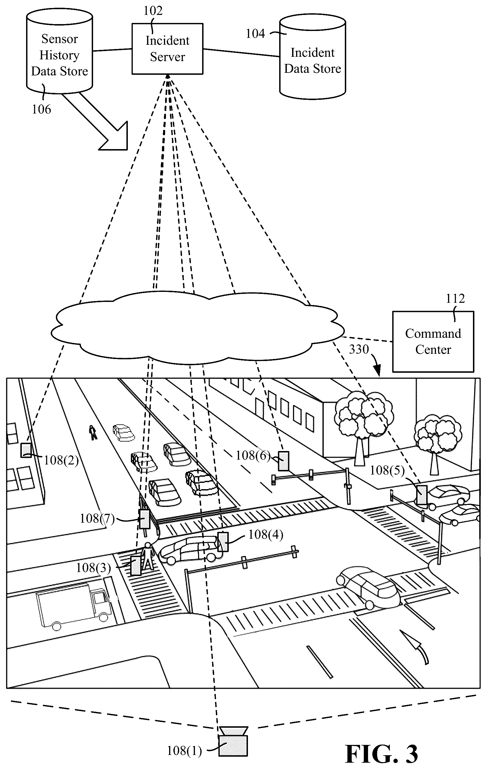 Patent US12361063 Figure 3 – Annotated incident recreation