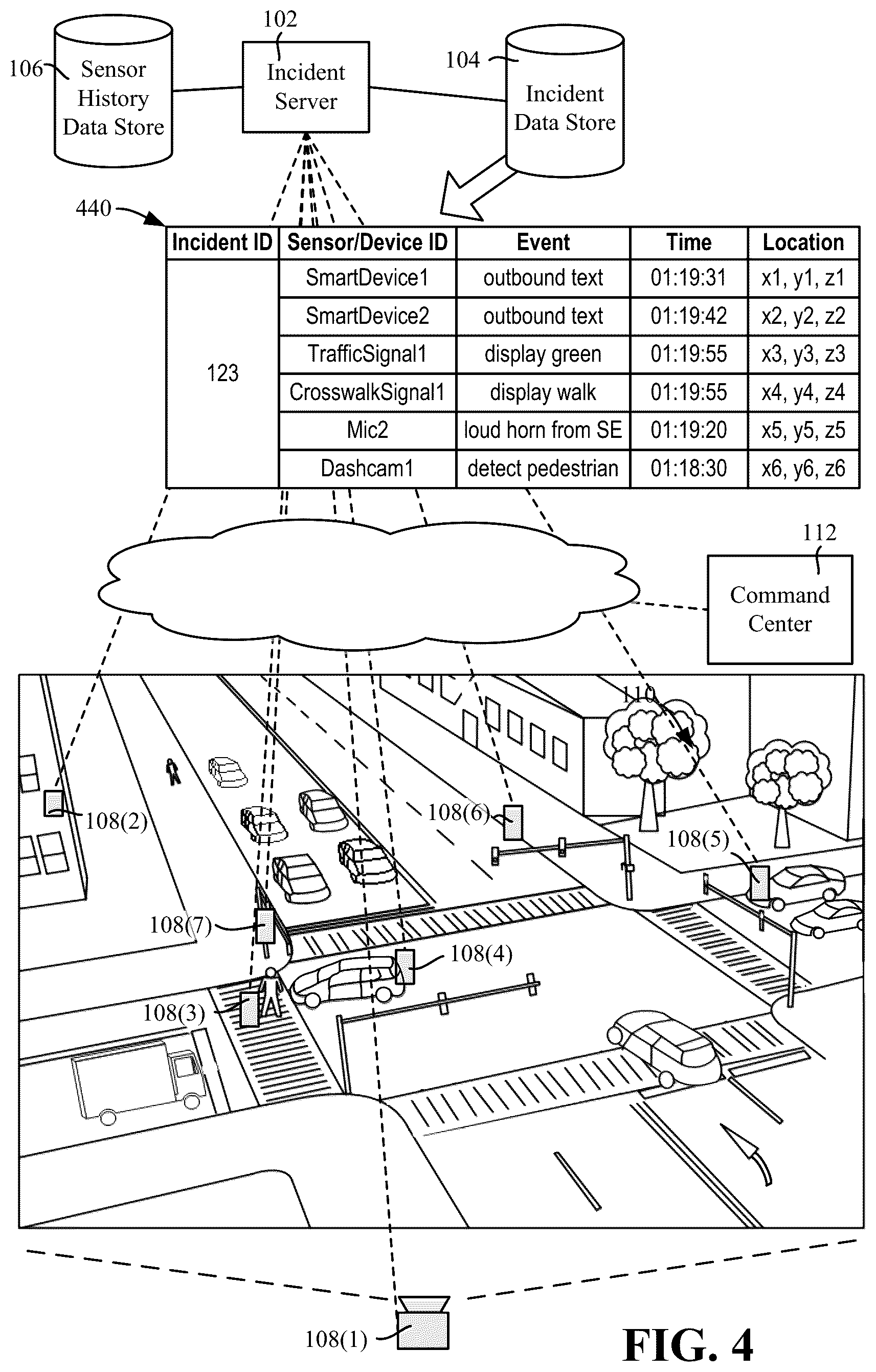 Patent US12361063 Figure 4 – Annotated incident recreation