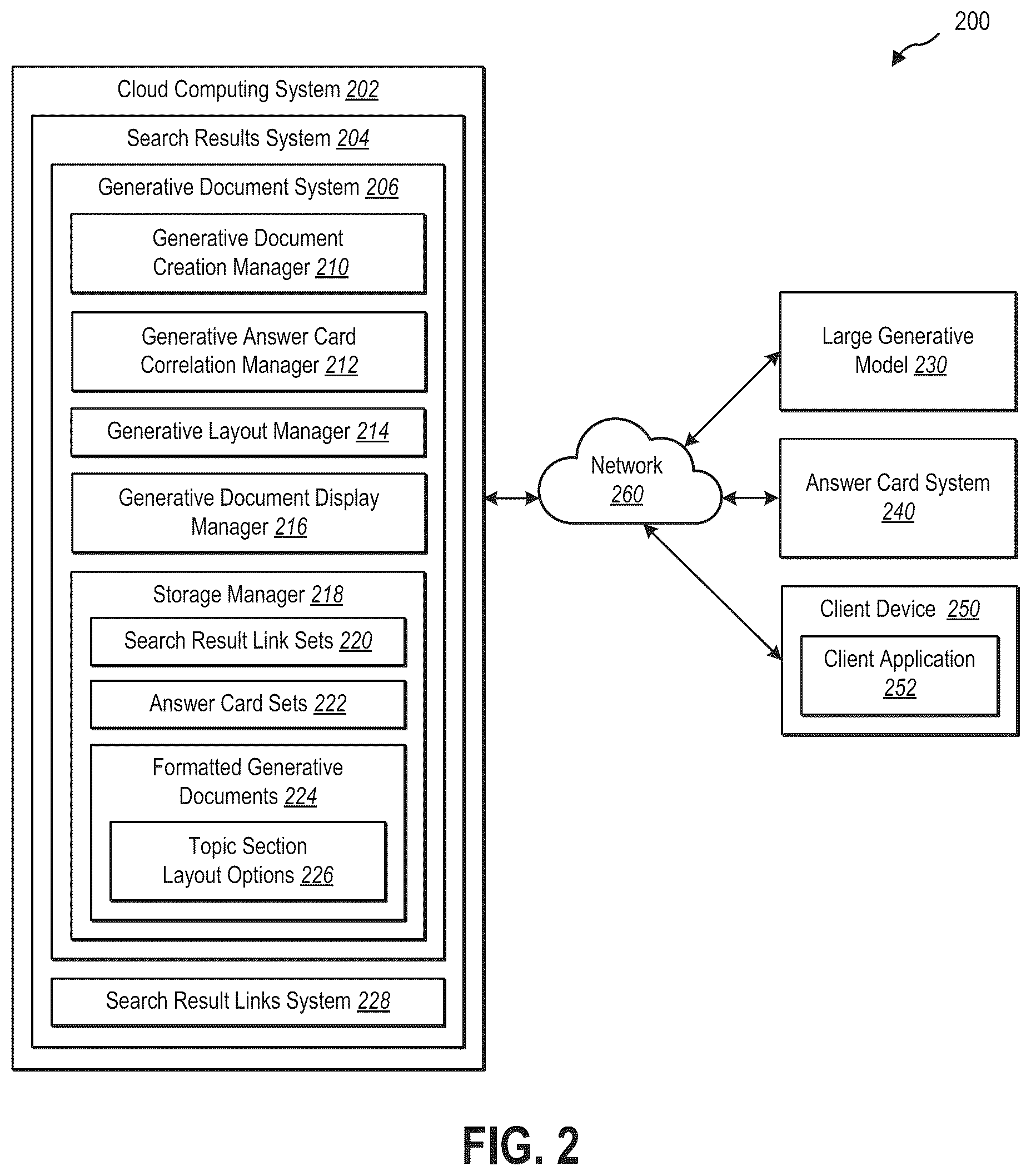 Patent US12361089 Figure 2 – Generative search engine results documents