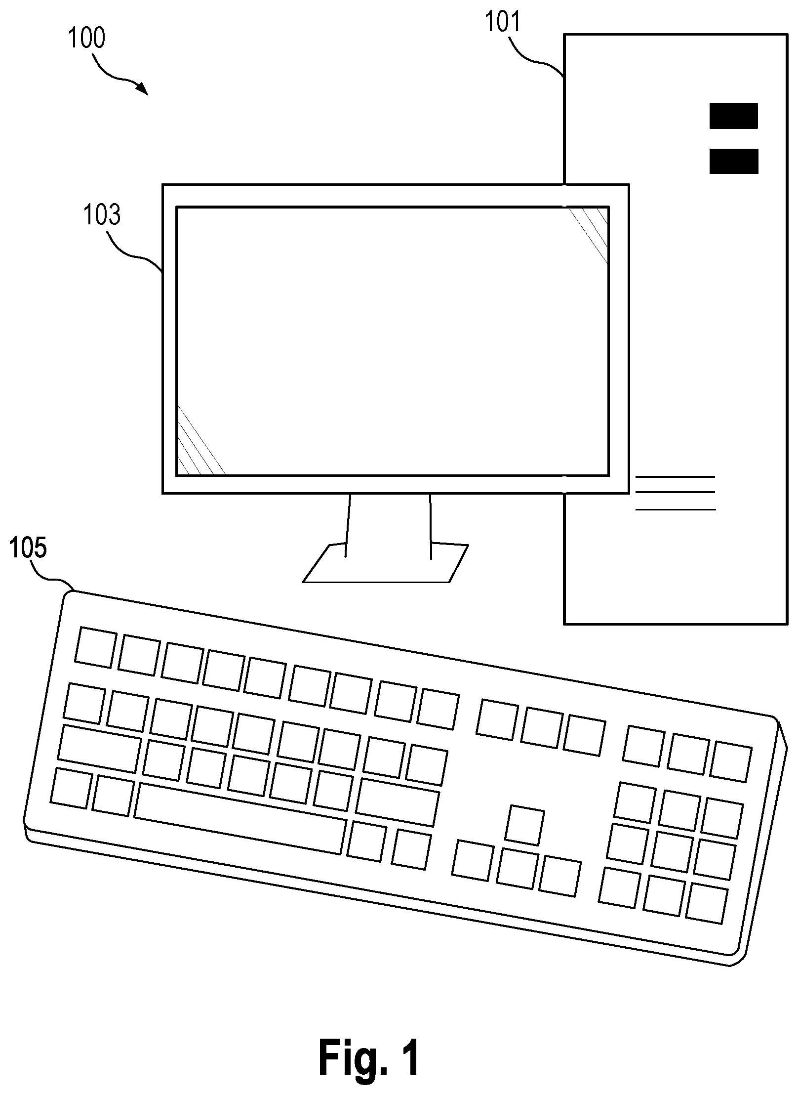 Patent US12361178 Figure 1 – Secure keyboard with auto key lock using mobile device signal range tracking