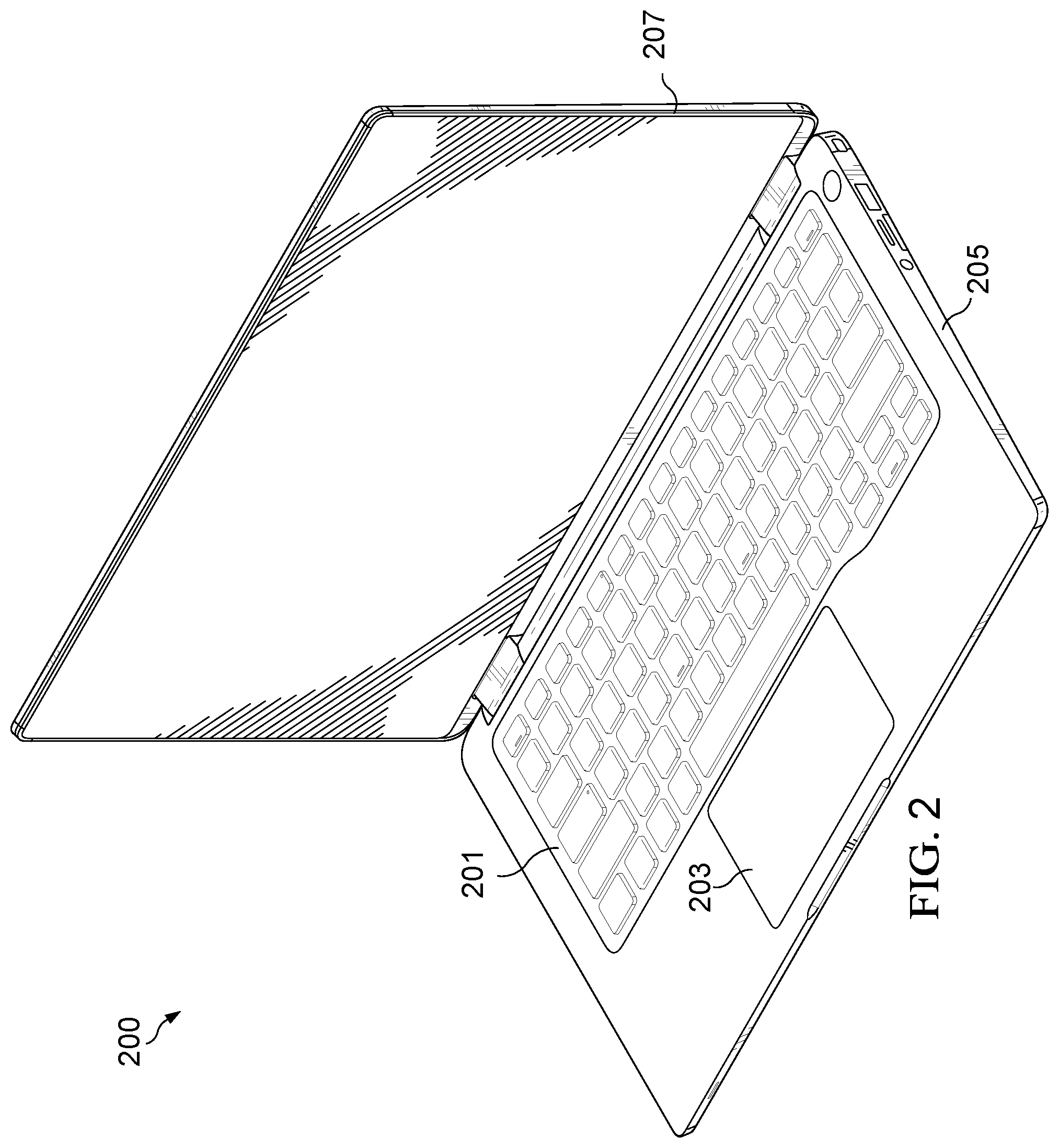 Patent US12361178 Figure 2 – Secure keyboard with auto key lock using mobile device signal range tracking