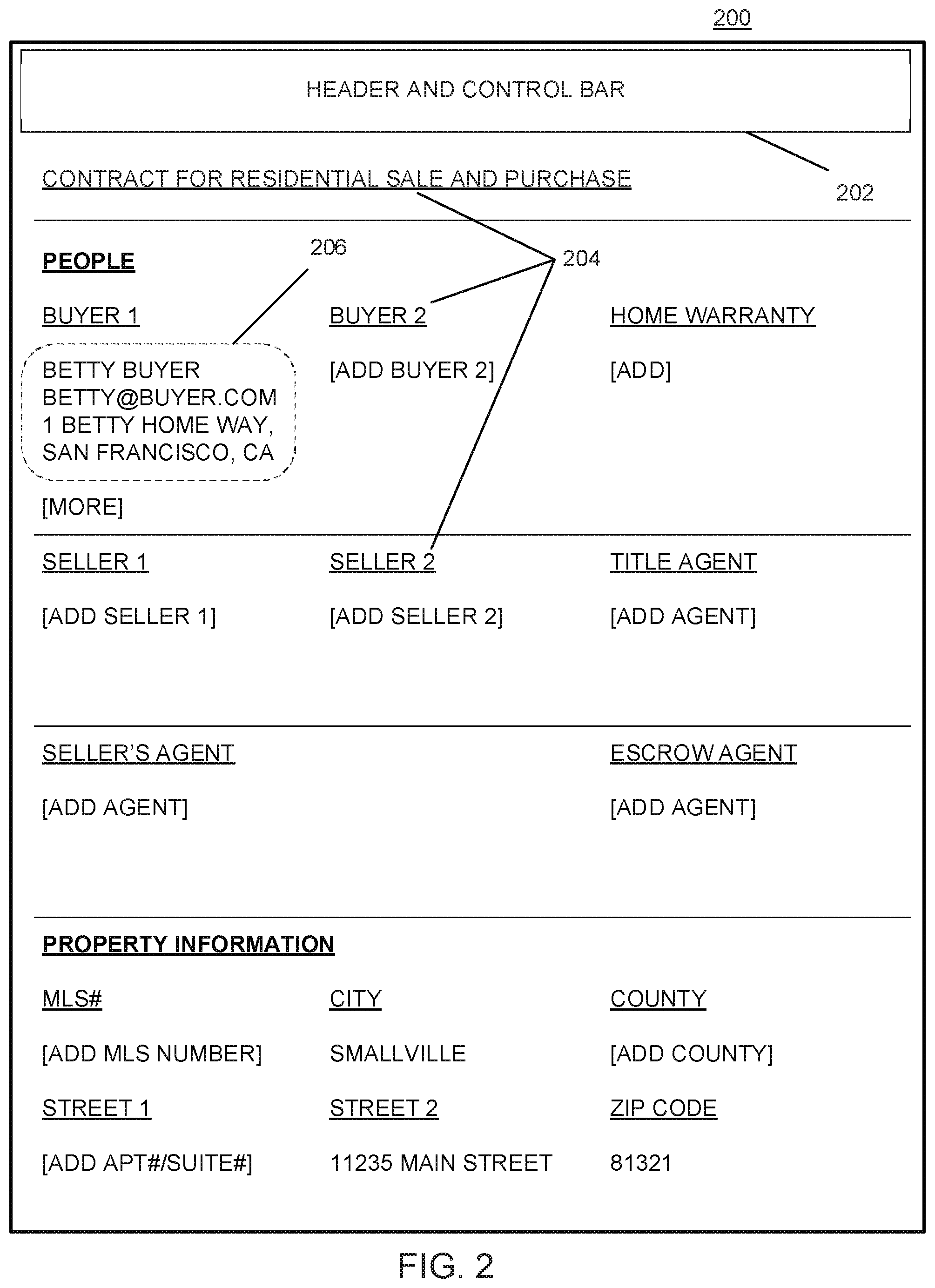 Patent US12361205 Figure 2 – Simplified form interface system and method