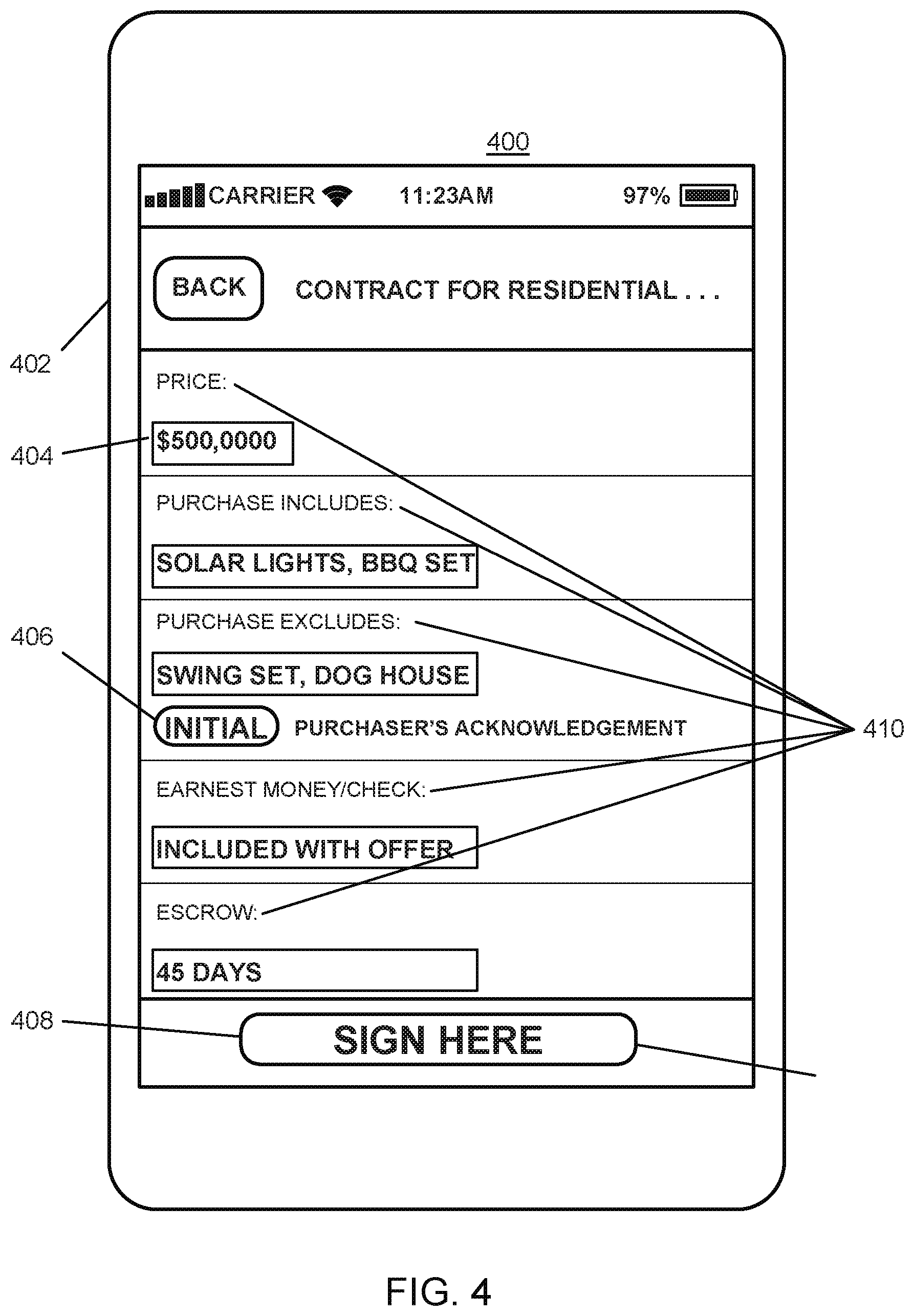 Patent US12361205 Figure 4 – Simplified form interface system and method