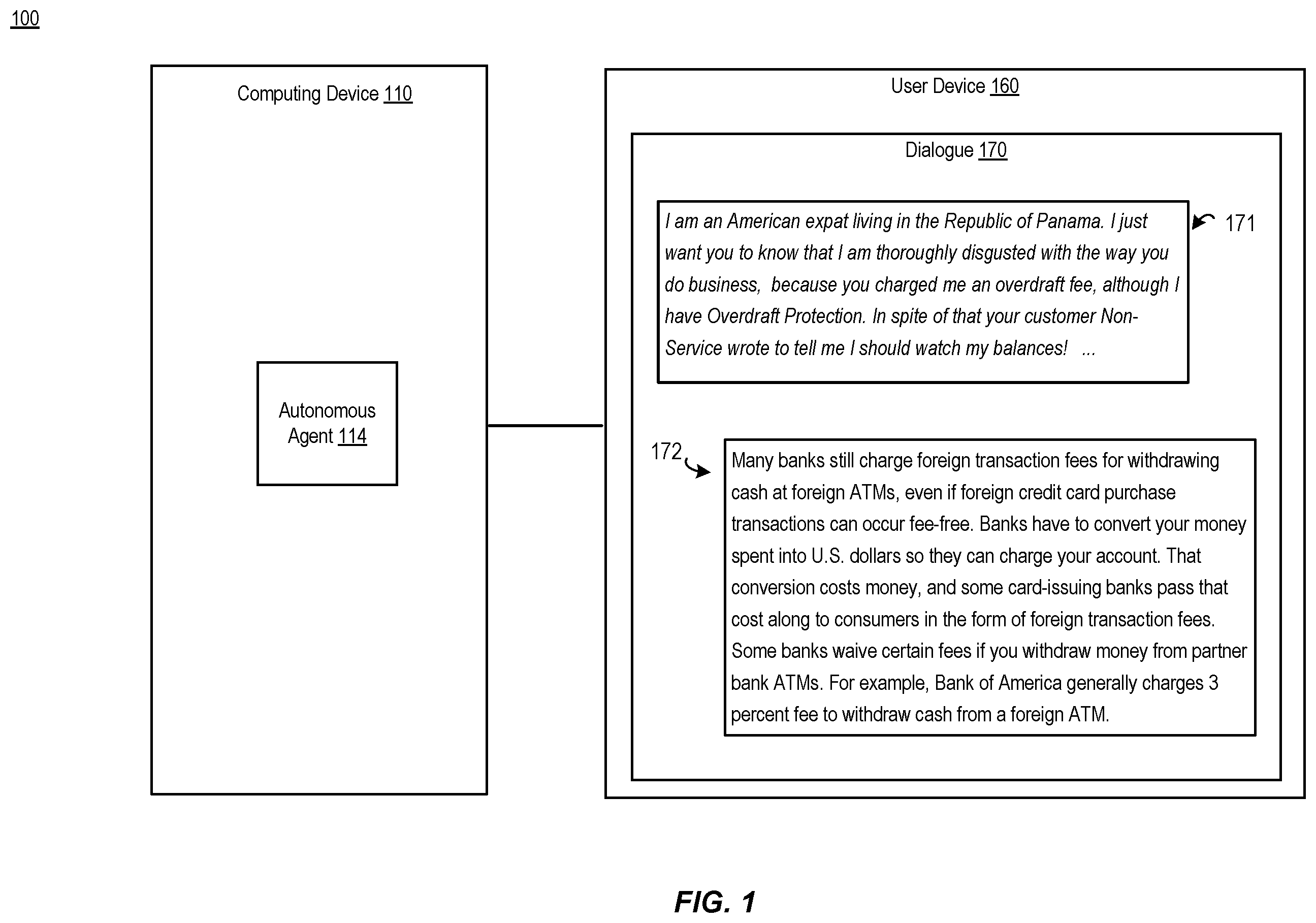 Patent US12361223 Figure 1 – Chatbot providing a defeating reply