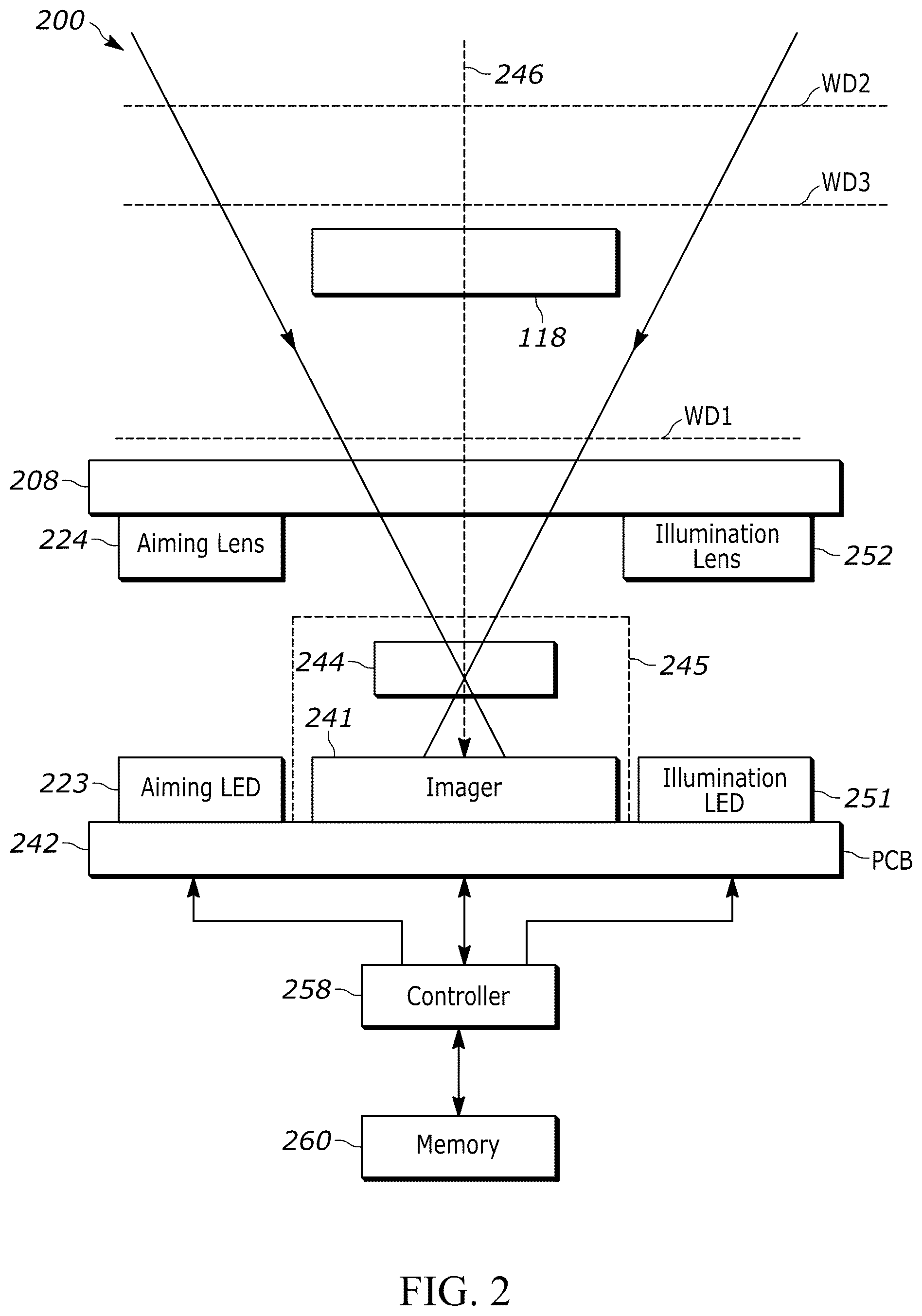 Patent US12361242 Figure 2 – Hybrid fixed focus engine using an auto-focus engine with ranging