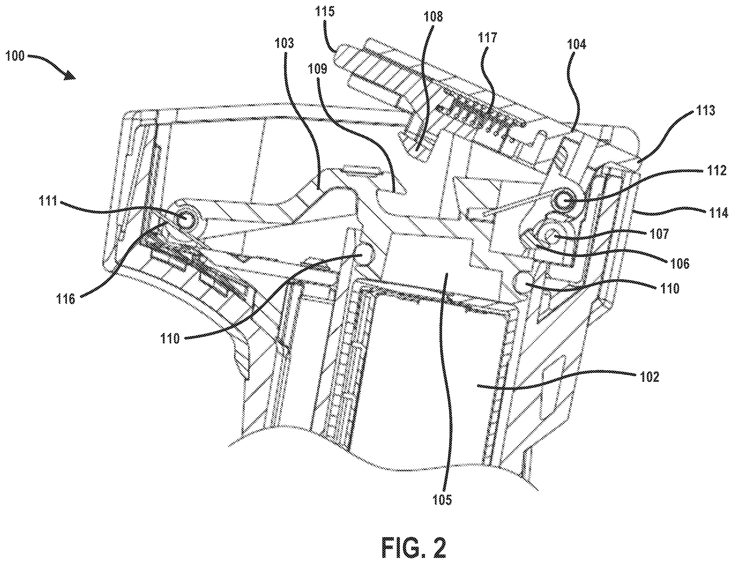 Patent US12361243 Figure 2 – Battery latch assembly with a plurality of latch points for robust impact protection in barcode-reading devices