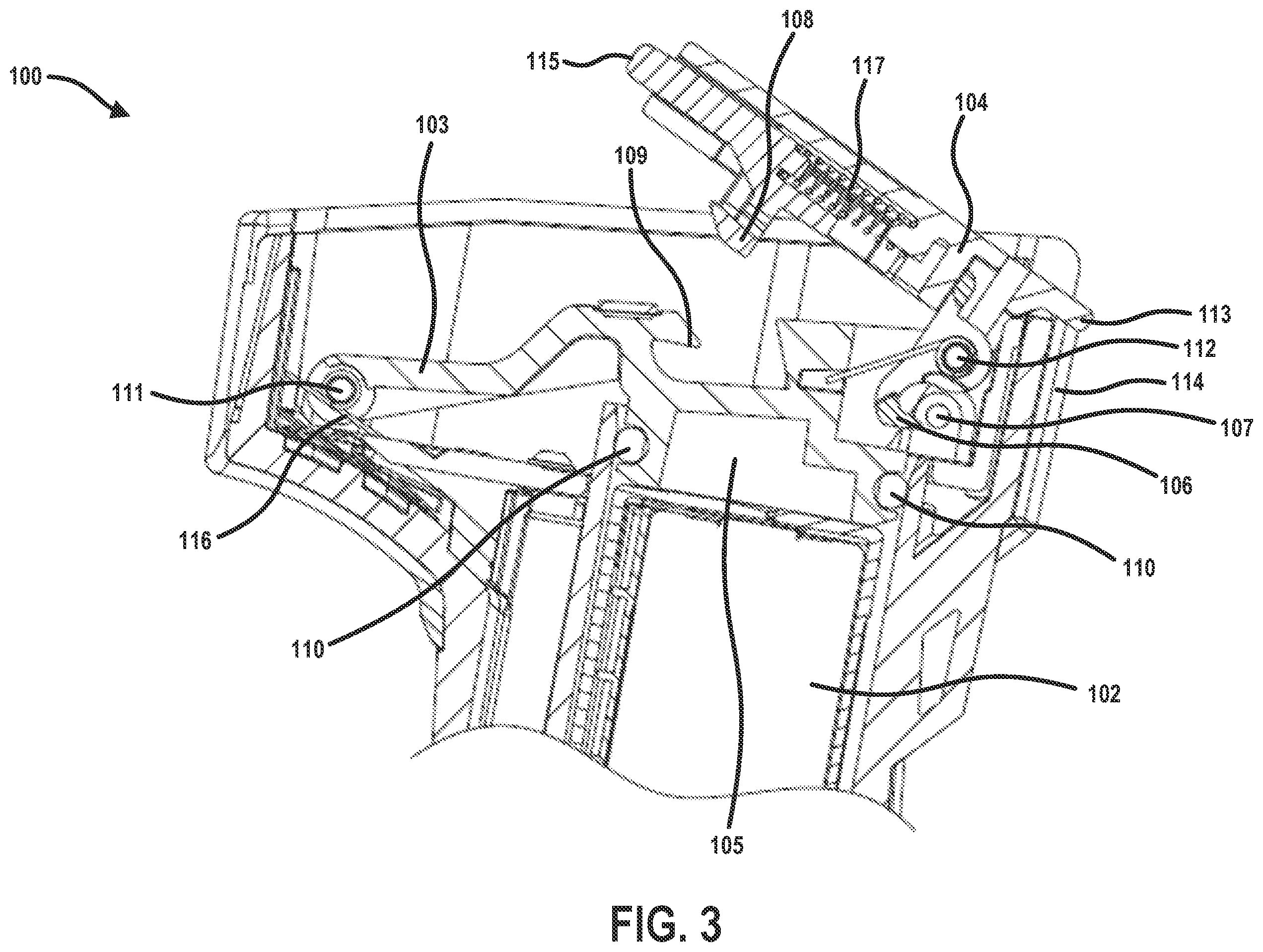 Patent US12361243 Figure 3 – Battery latch assembly with a plurality of latch points for robust impact protection in barcode-reading devices