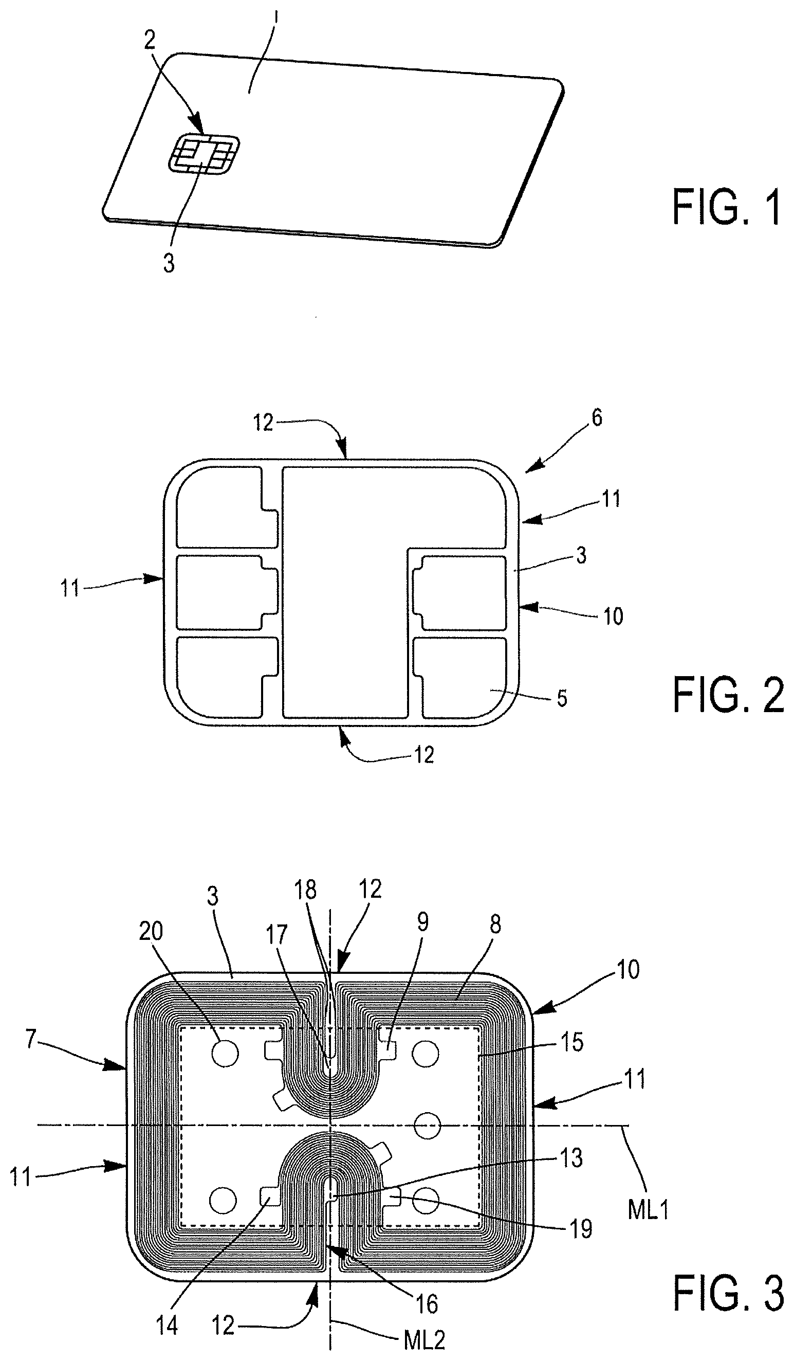 Patent US12361257 Figure 1 – Electrical circuit for a smart card chip module, smart card chip module and method for manufacturing a smart card chip module