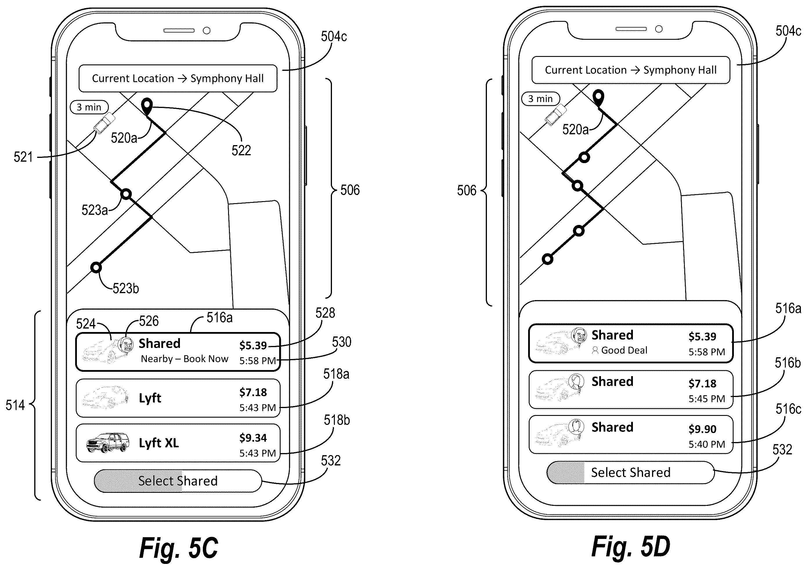 Patent US12361336 Figure 6 – Providing ephemeral-transportation options in real time for sharing active transportations