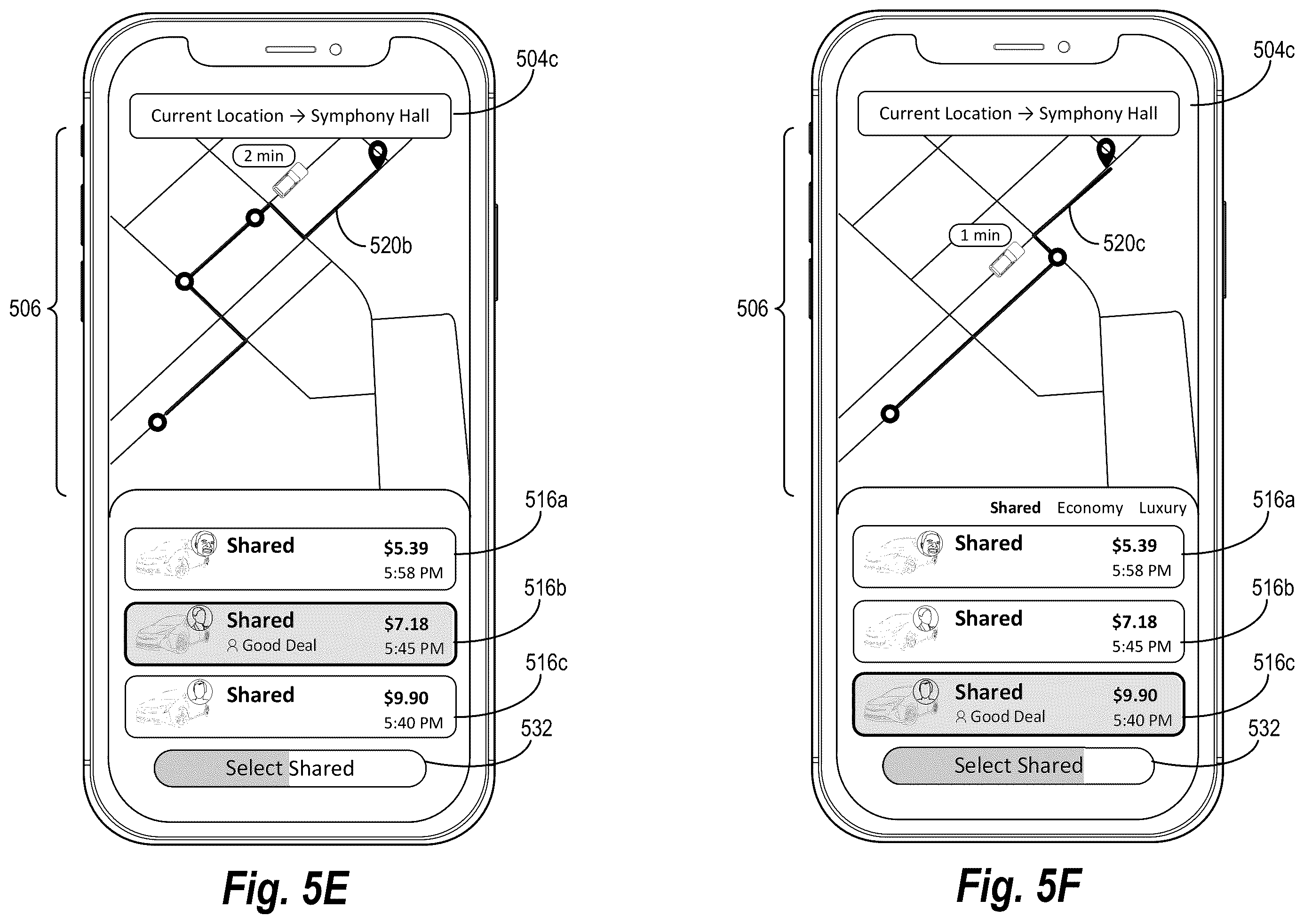 Patent US12361336 Figure 7 – Providing ephemeral-transportation options in real time for sharing active transportations