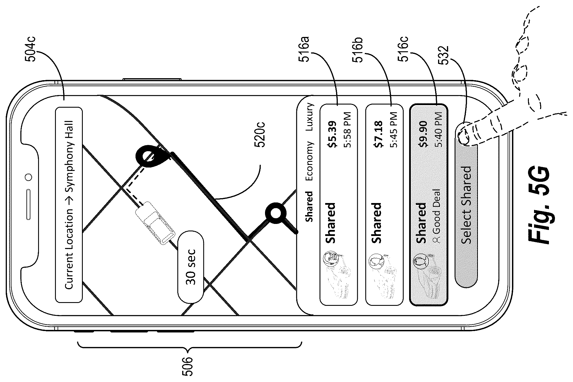 Patent US12361336 Figure 8 – Providing ephemeral-transportation options in real time for sharing active transportations