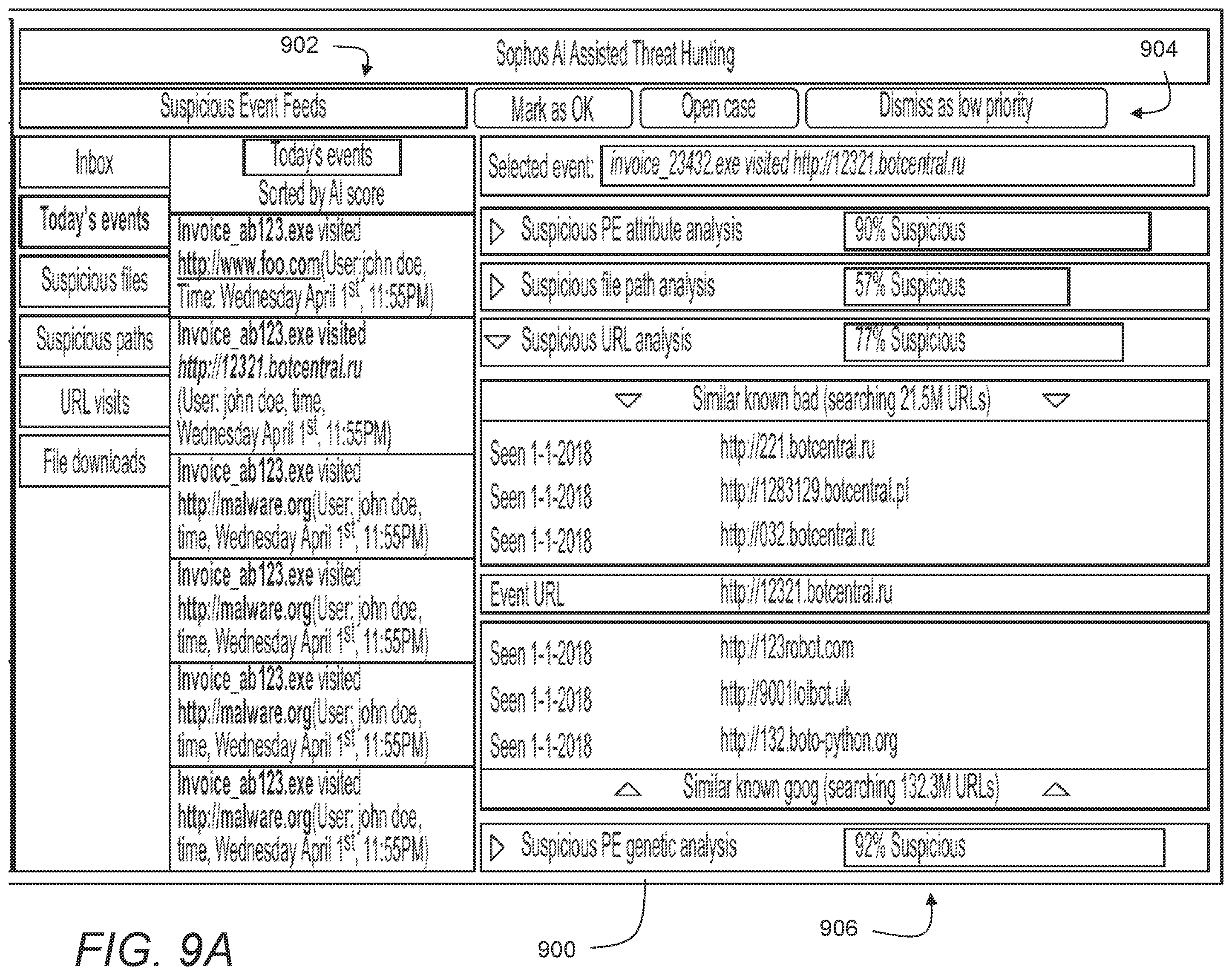 Patent US12361358 Figure 9 – Enterprise network threat detection