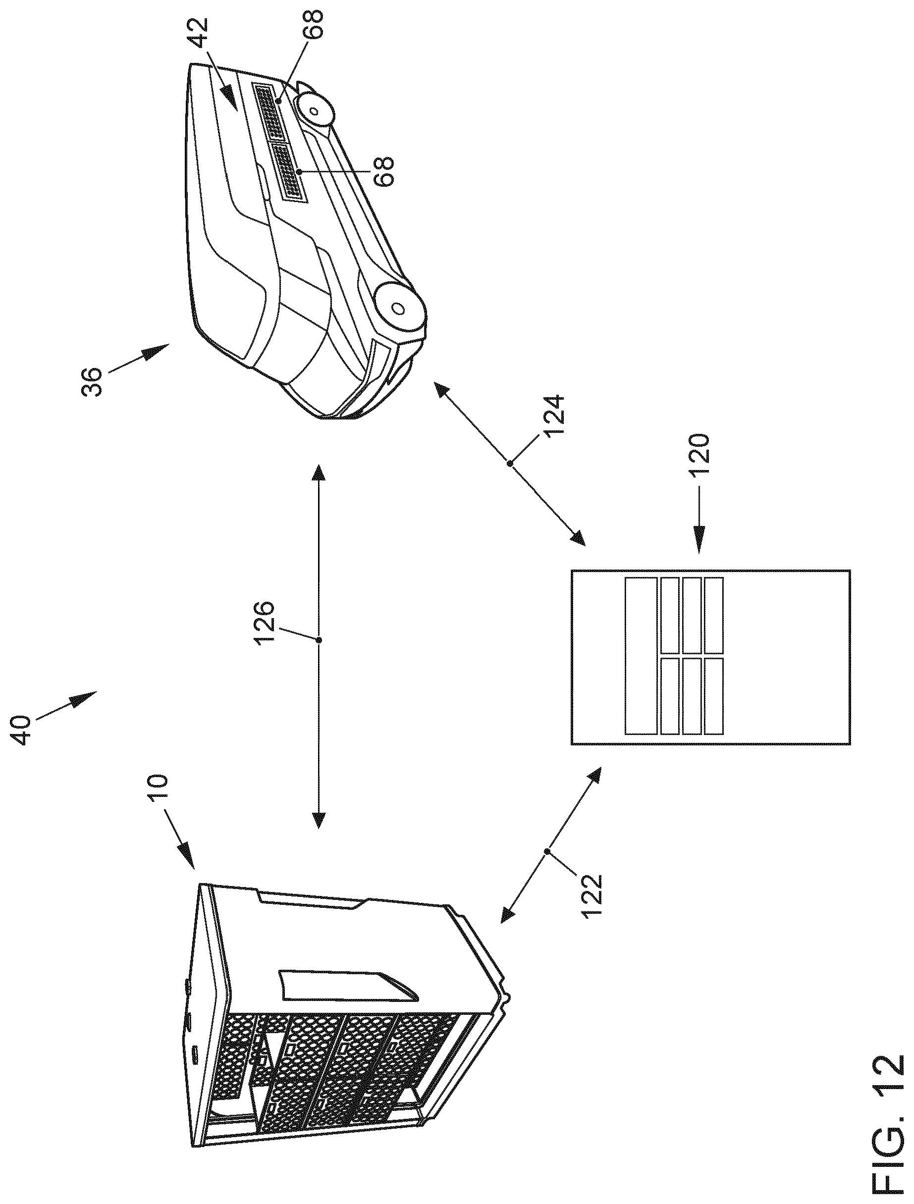 Patent US12361365 Figure 12 – Logistics system for shipping items by means of a vehicle, method for operating a logistics system, and vehicle
