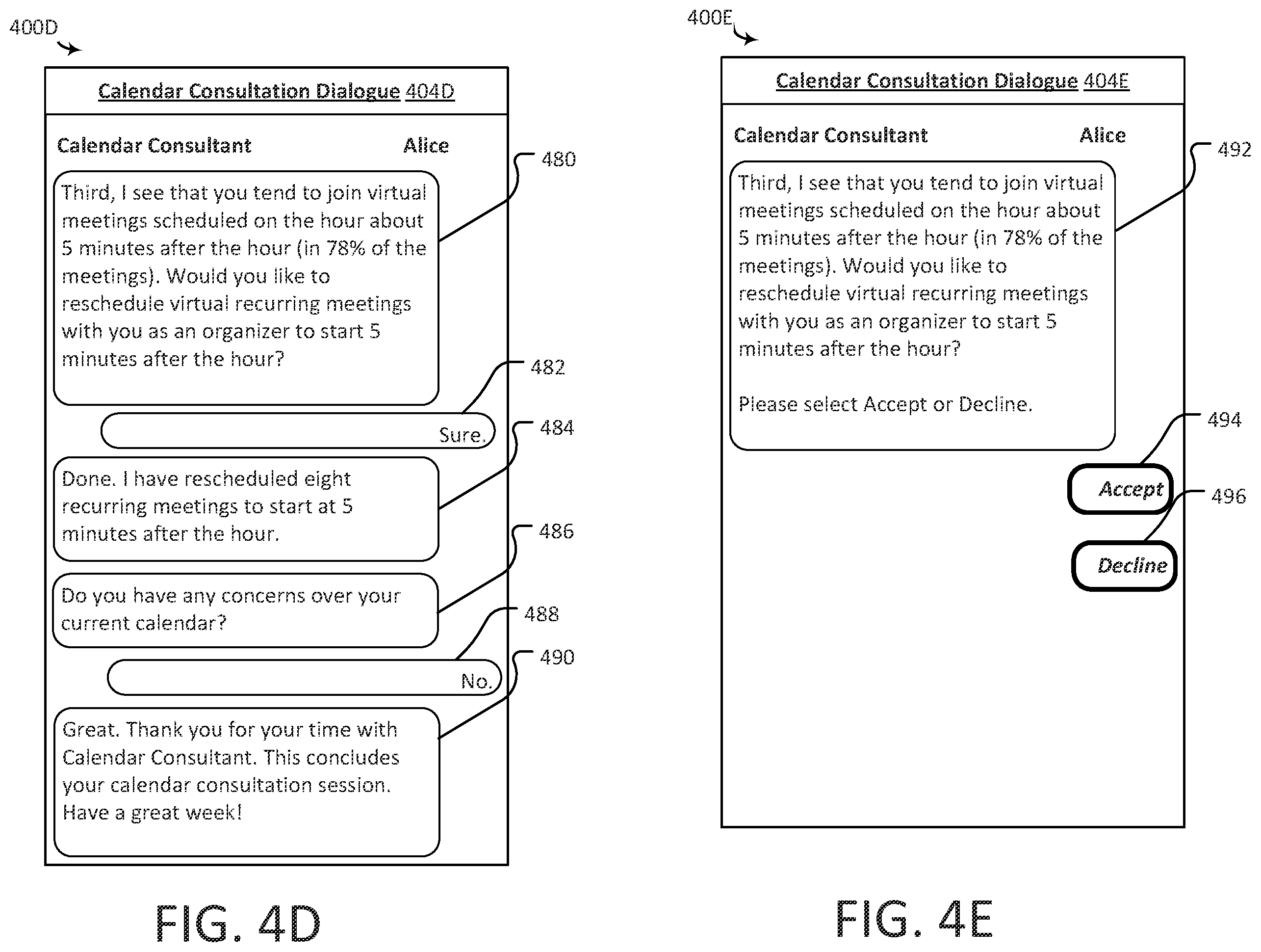 Patent US12361386 Figure 6 – Calendar consultation dialogue processor