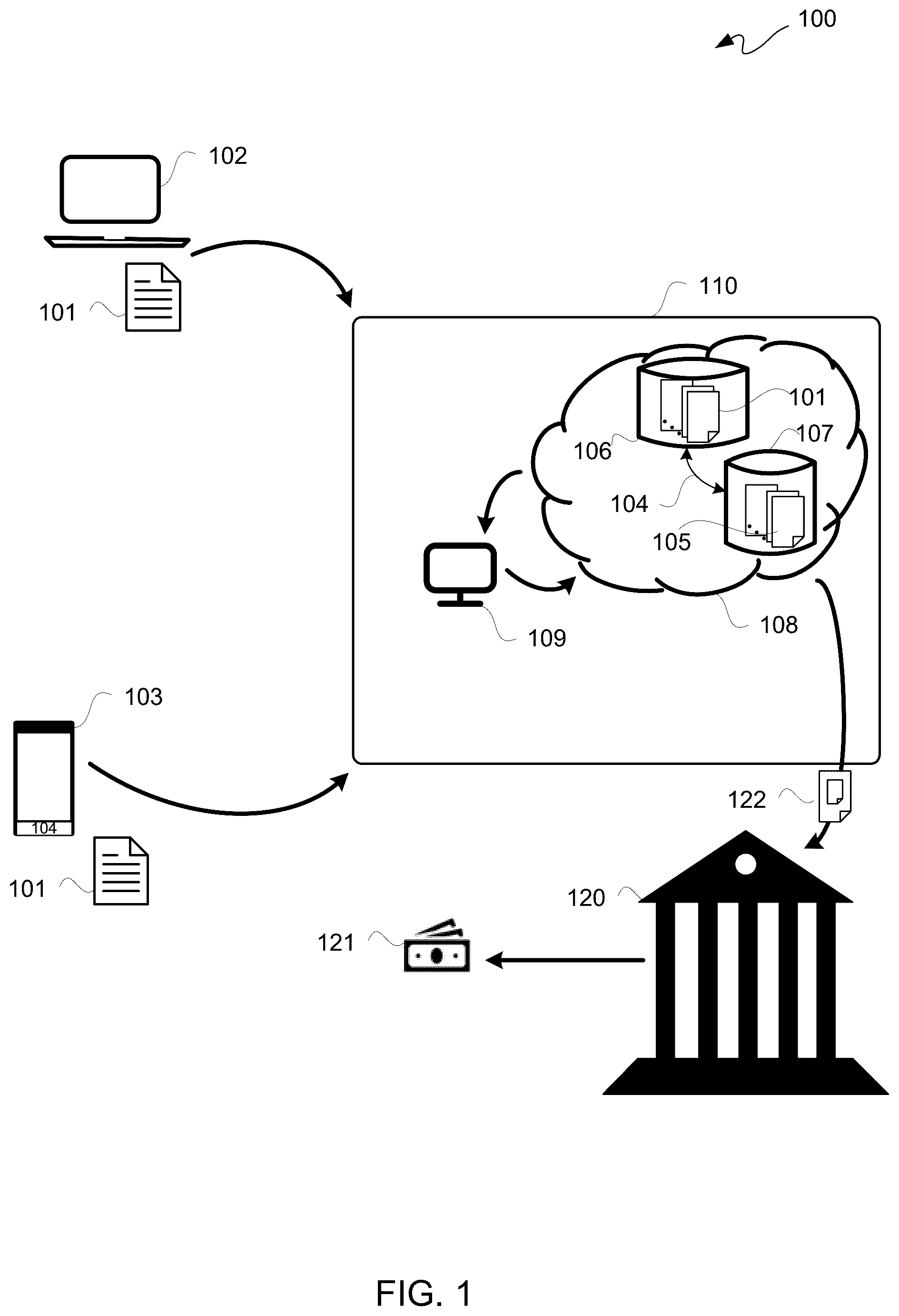 Patent US12361392 Figure 1 – Associating payment information with a document separate therefrom for use of an online payment service