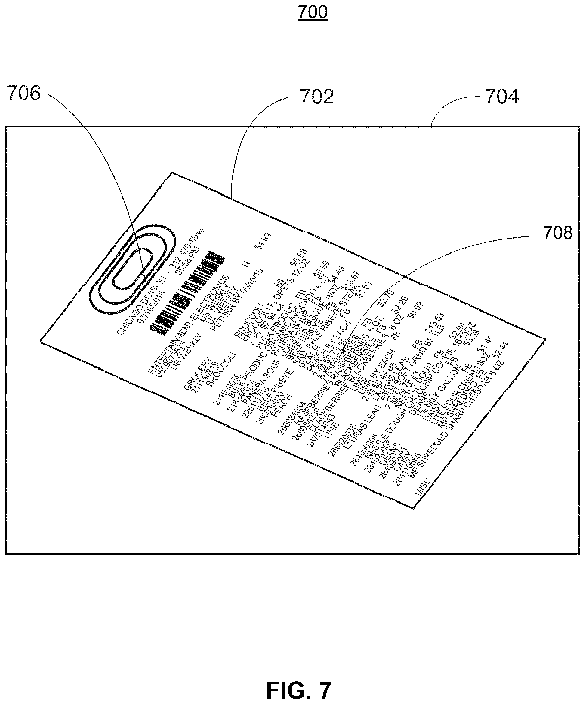 Patent US12361393 Figure 7 – Optical receipt processing