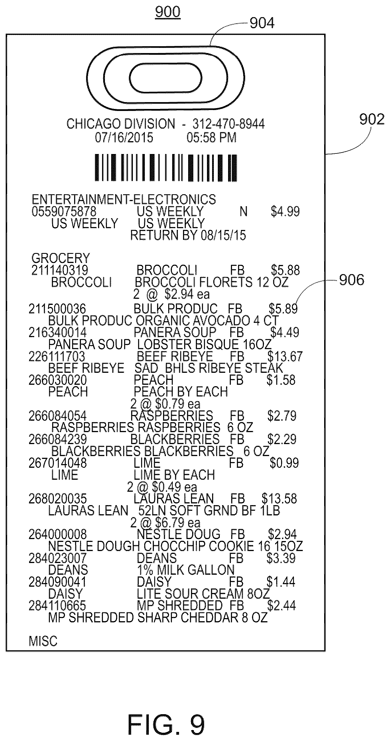 Patent US12361393 Figure 9 – Optical receipt processing