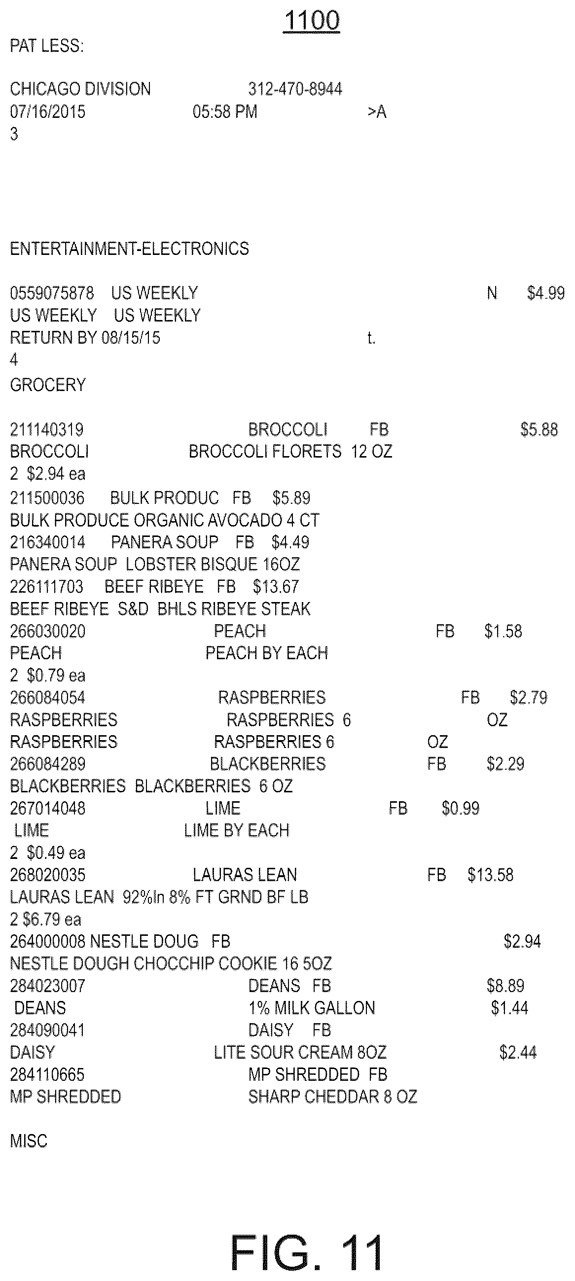 Patent US12361393 Figure 11 – Optical receipt processing