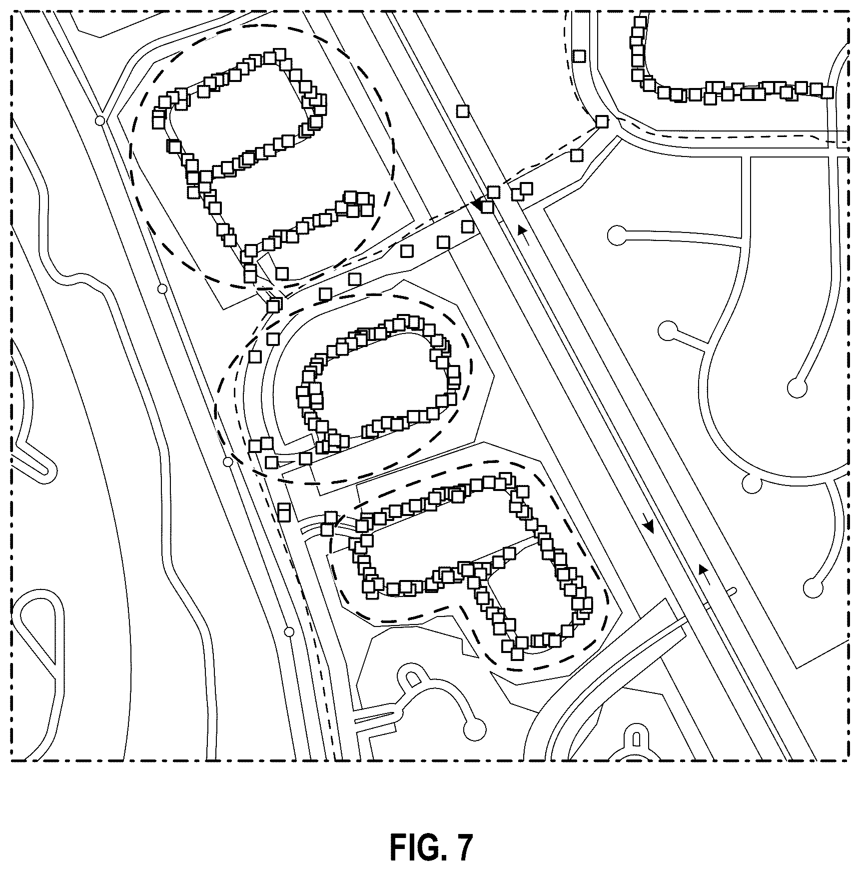Patent US12361432 Figure 9 – System and method for customer and/or container discovery based on GPS drive path analysis for a waste / recycling service vehicle